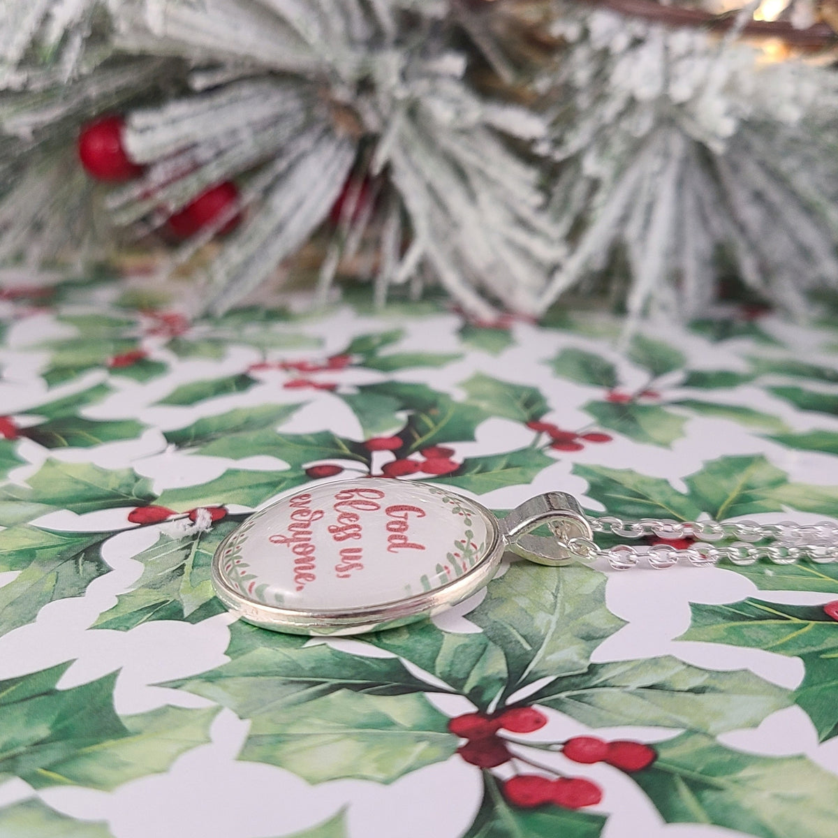 God Bless Us Everyone Necklace | Tiny Tim Quote, A Christmas Carol | Georgia Teaberry