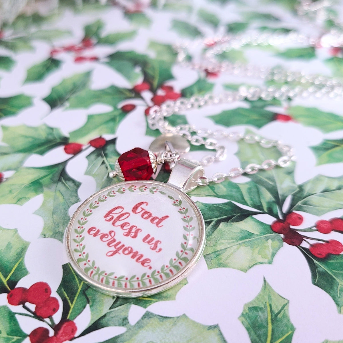 God Bless Us Everyone Necklace | Tiny Tim Quote, A Christmas Carol | Georgia Teaberry