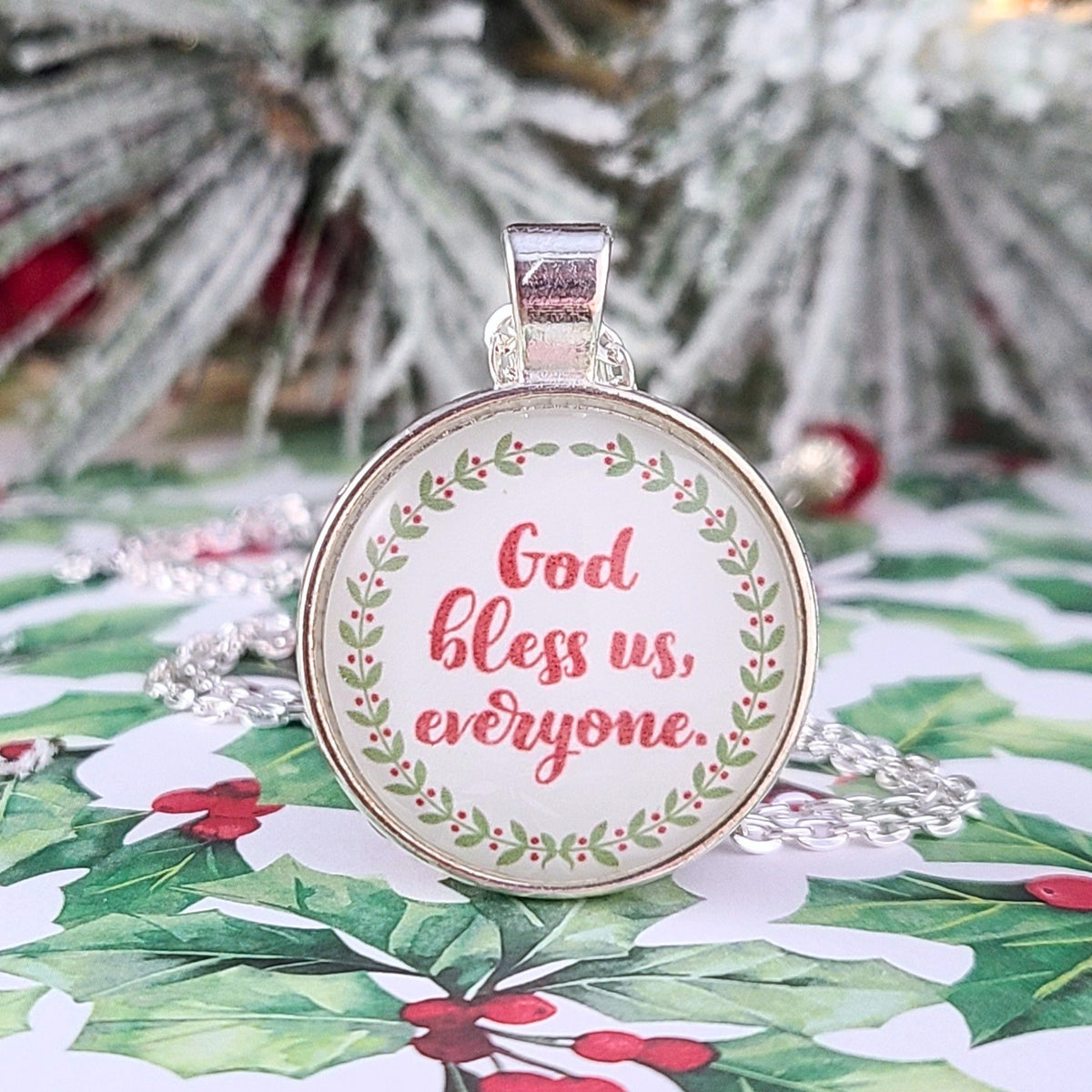 God Bless Us Everyone Necklace | Tiny Tim Quote, A Christmas Carol | Georgia Teaberry