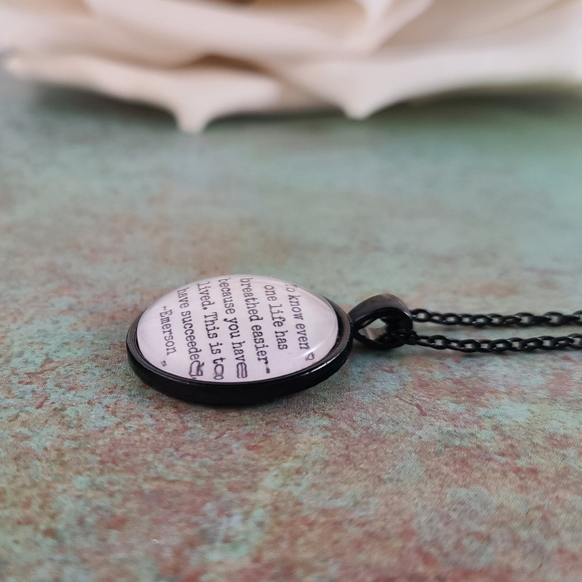 Emerson Quote Necklace or Keychain, To Know Even One Life Has Breathed Easier, Inspirational Success Pendant, Teacher Graduation Gift Name