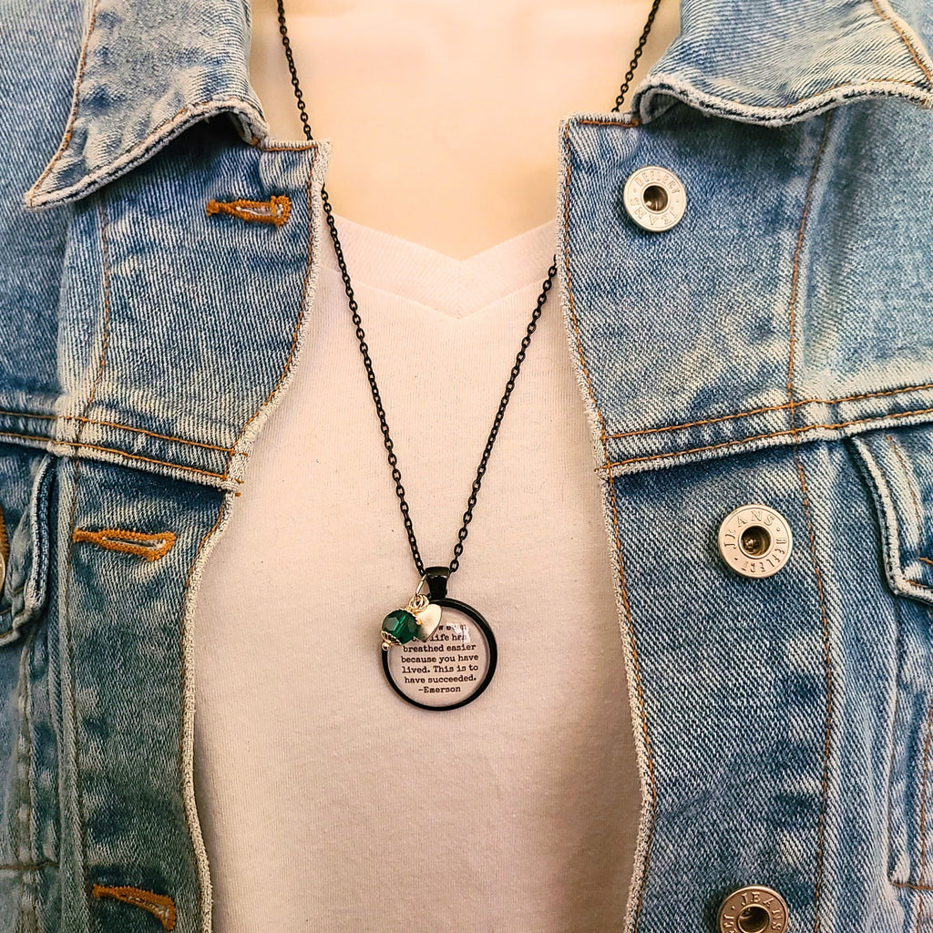 Emerson Quote Necklace or Keychain, To Know Even One Life Has Breathed Easier, Inspirational Success Pendant, Teacher Graduation Gift Name