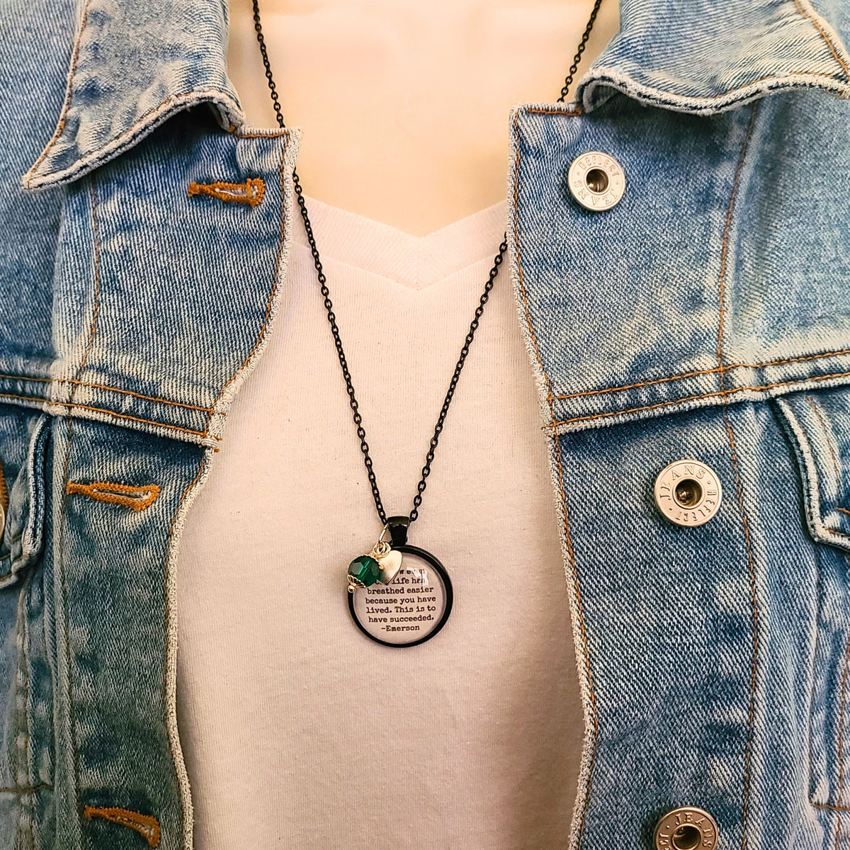 Emerson Quote Necklace or Keychain, To Know Even One Life Has Breathed Easier, Inspirational Success Pendant, Teacher Graduation Gift Name