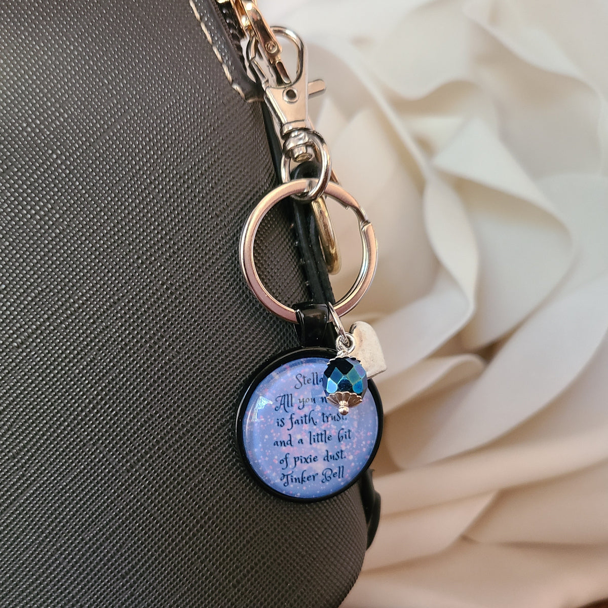 Tinkerbell Necklace, Faith Trust and a Little Bit of Pixie Dust, Fairy Quote Pendant