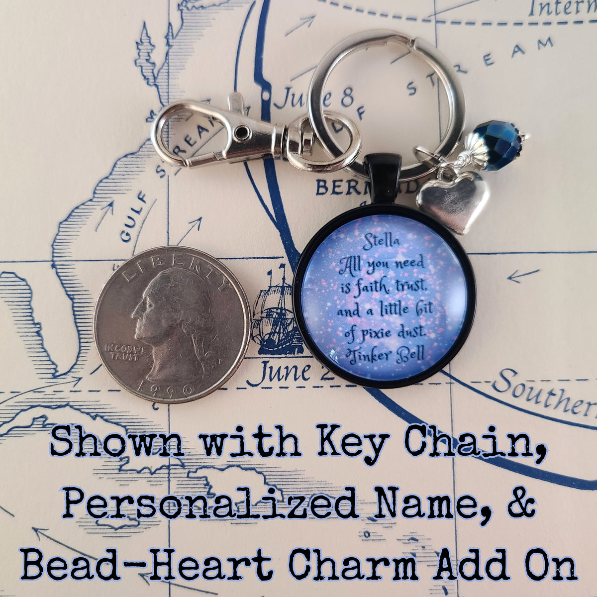 Tinkerbell Necklace, Faith Trust and a Little Bit of Pixie Dust, Fairy Quote Pendant