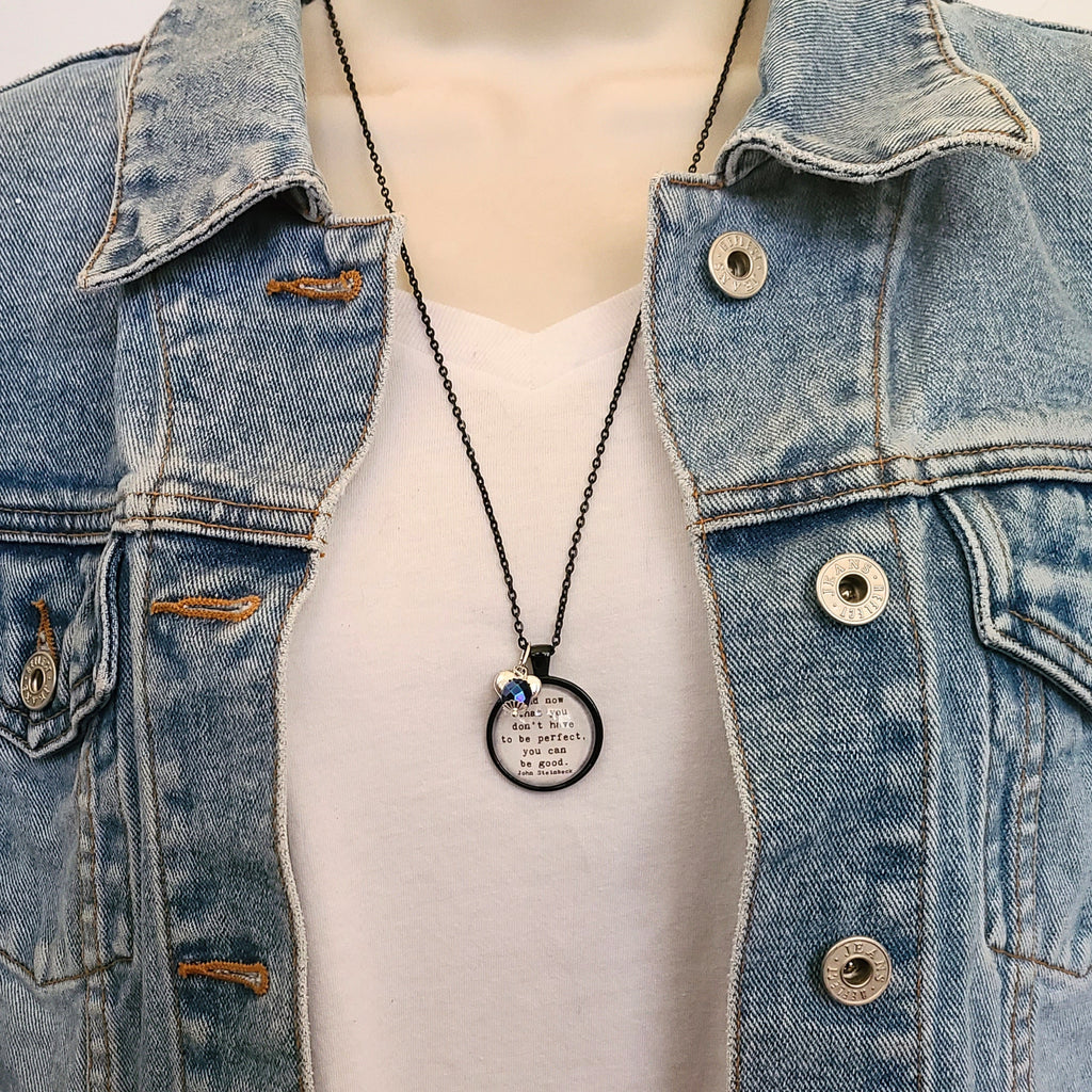 John Steinbeck Quote Necklace or Keychain — You Don't Have to Be Perfect East of Eden Literary Gift