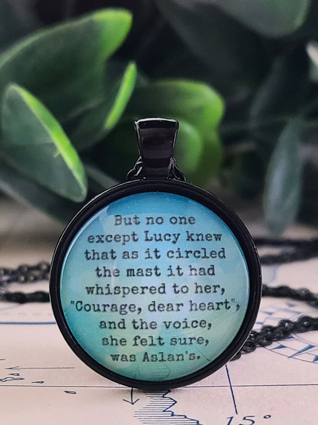Courage Dear Heart Necklace or Keyring, Aslan Narnia CS Lewis Quote Gift, Encouraging Gift for Her, Handmade Glass Pendant, Personalized Inspirational Gift