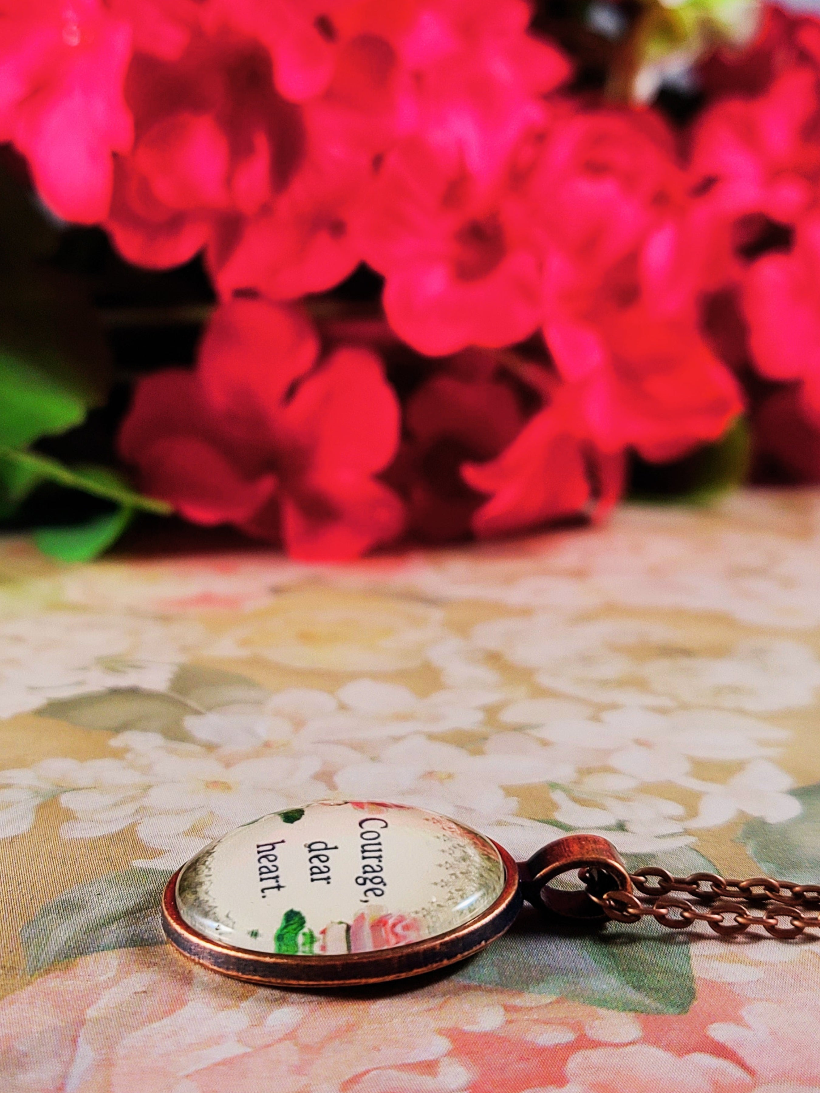 "Courage, Dear Heart" C.S. Lewis Quote Necklace | Encouraging Gift for Her | Personalized Literary Jewelry | Keychain
