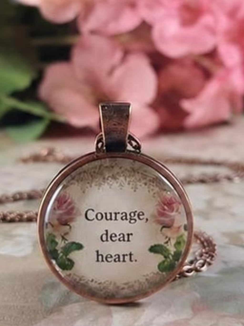 "Courage, Dear Heart" C.S. Lewis Quote Necklace | Encouraging Gift for Her | Personalized Literary Jewelry | Keychain