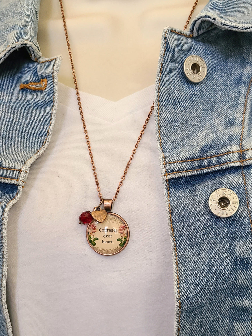 "Courage, Dear Heart" C.S. Lewis Quote Necklace | Encouraging Gift for Her | Personalized Literary Jewelry | Keychain