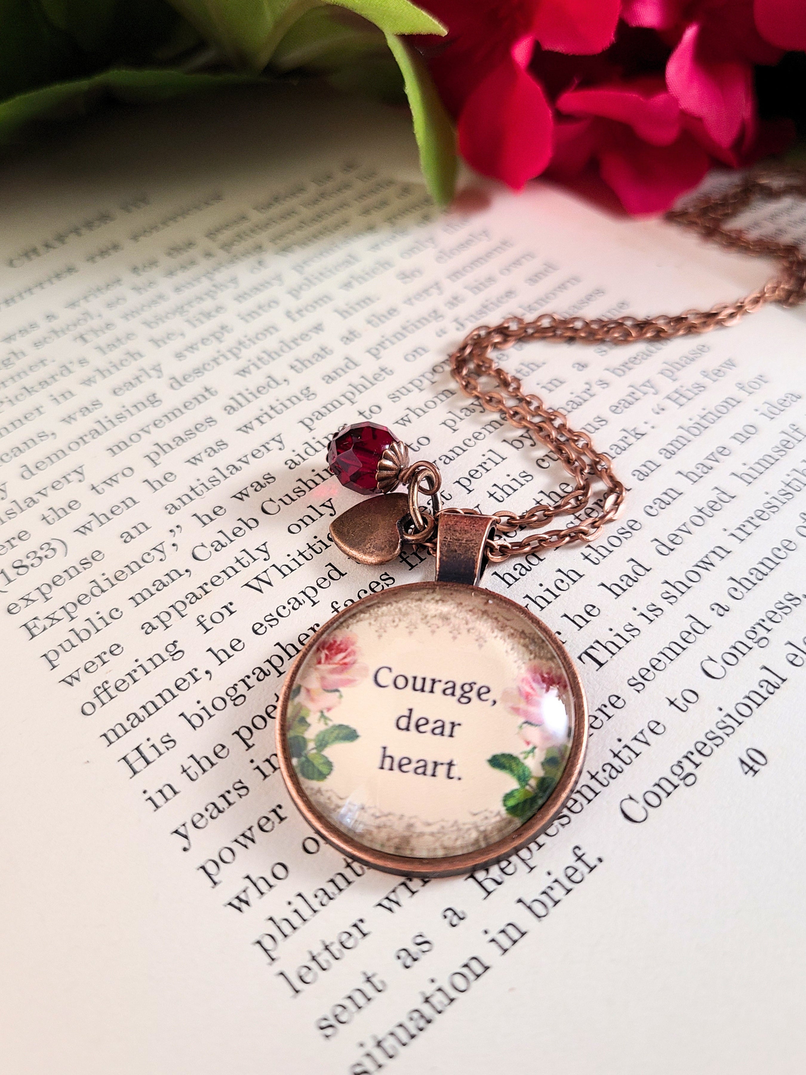 "Courage, Dear Heart" C.S. Lewis Quote Necklace | Encouraging Gift for Her | Personalized Literary Jewelry | Keychain