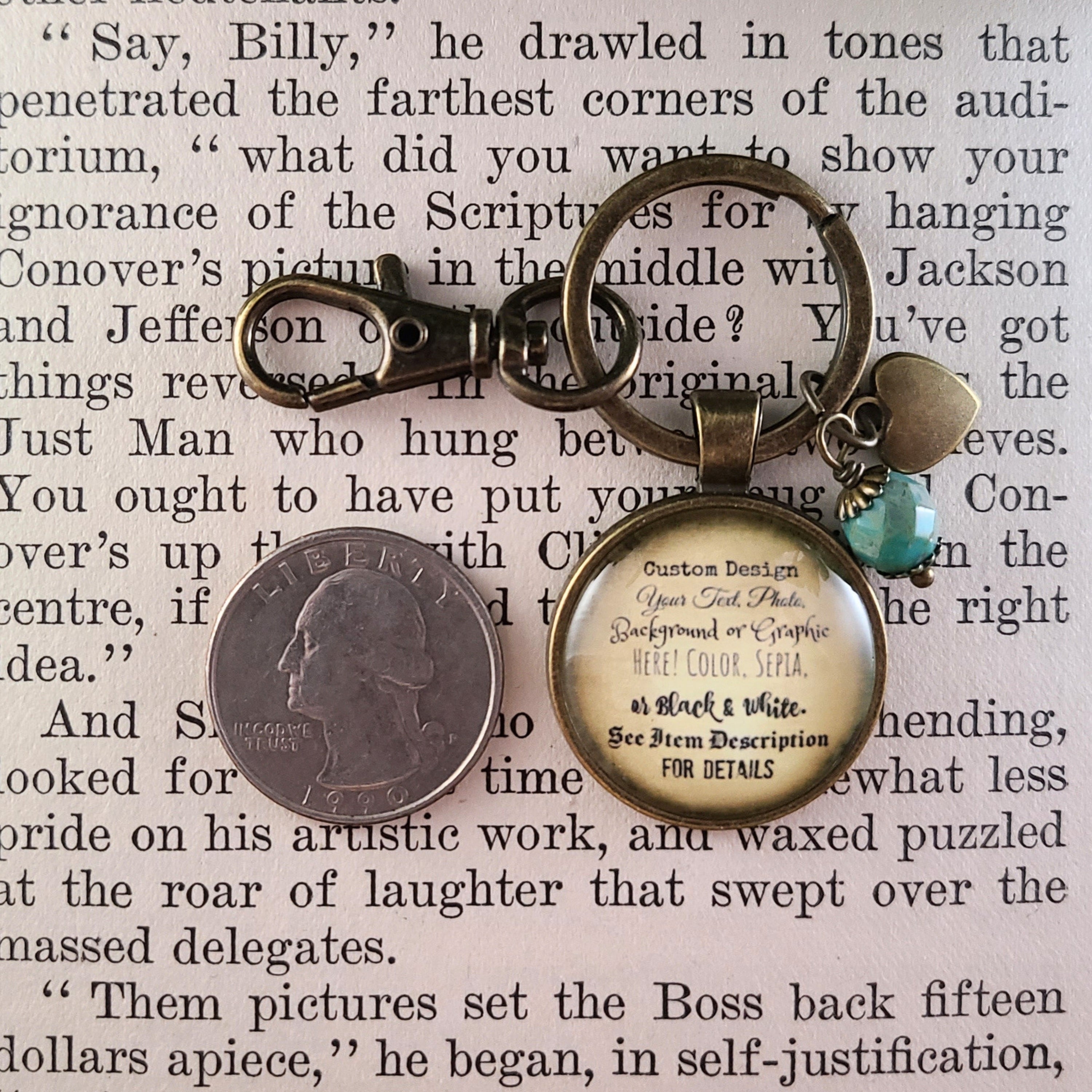 Personalized Custom Necklace or Keychain | Your Quote Text or Photo | Custom Gift for Her, Birthday Gift, Memorial Gift | Handmade Glass Dome Pendant