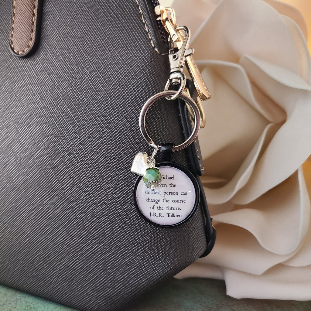 J.R.R. Tolkien Quote Necklace or Keychain, Even the Smallest Person Can Change the Future, Small But Mighty Gift, Personalized