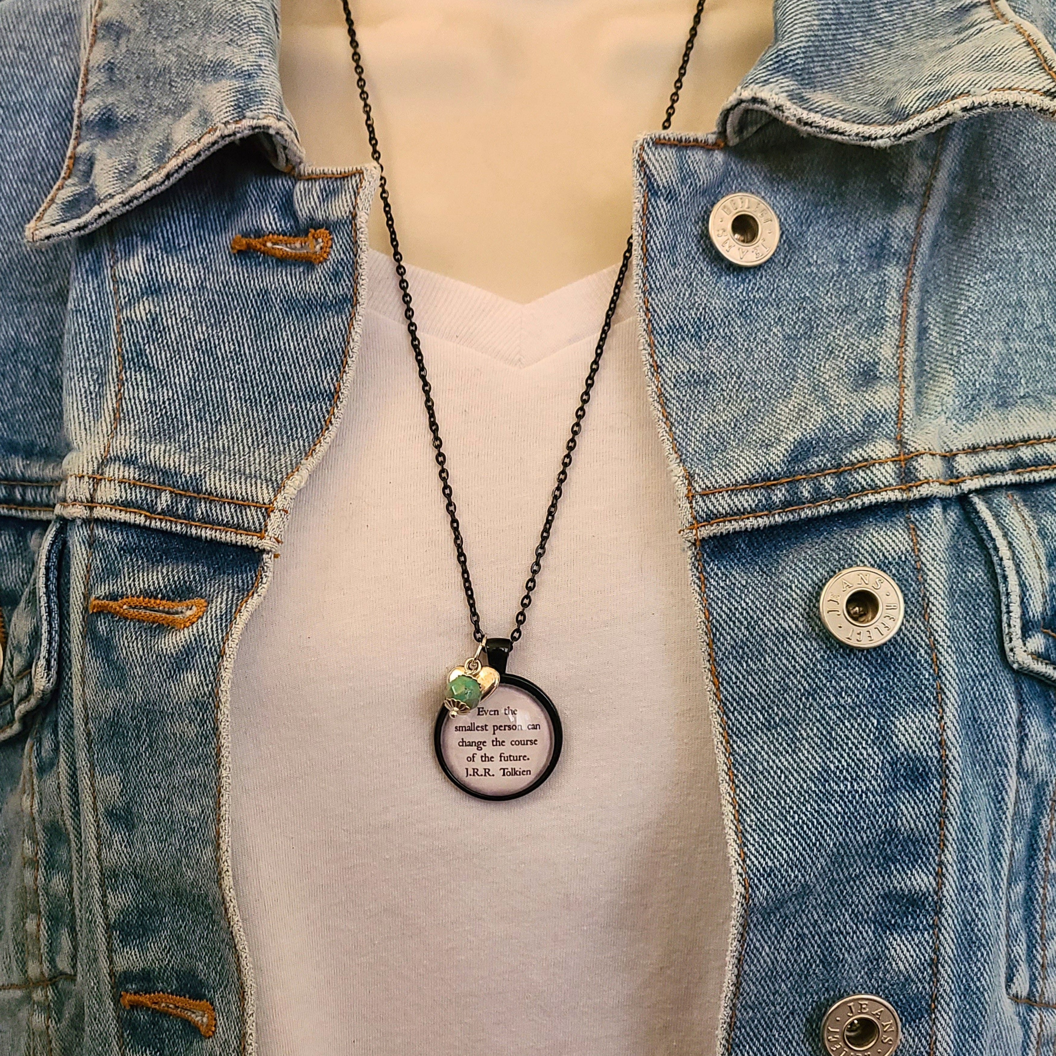 J.R.R. Tolkien Quote Necklace or Keychain, Even the Smallest Person Can Change the Future, Small But Mighty Gift, Personalized
