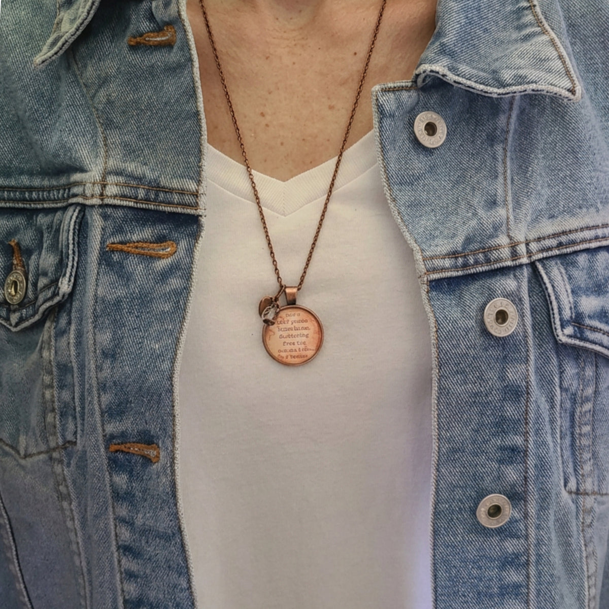 Autumn Jewelry, Fall Leaves Necklace, Emily Bronte Quote Pendant, Every Leaf Speaks Bliss