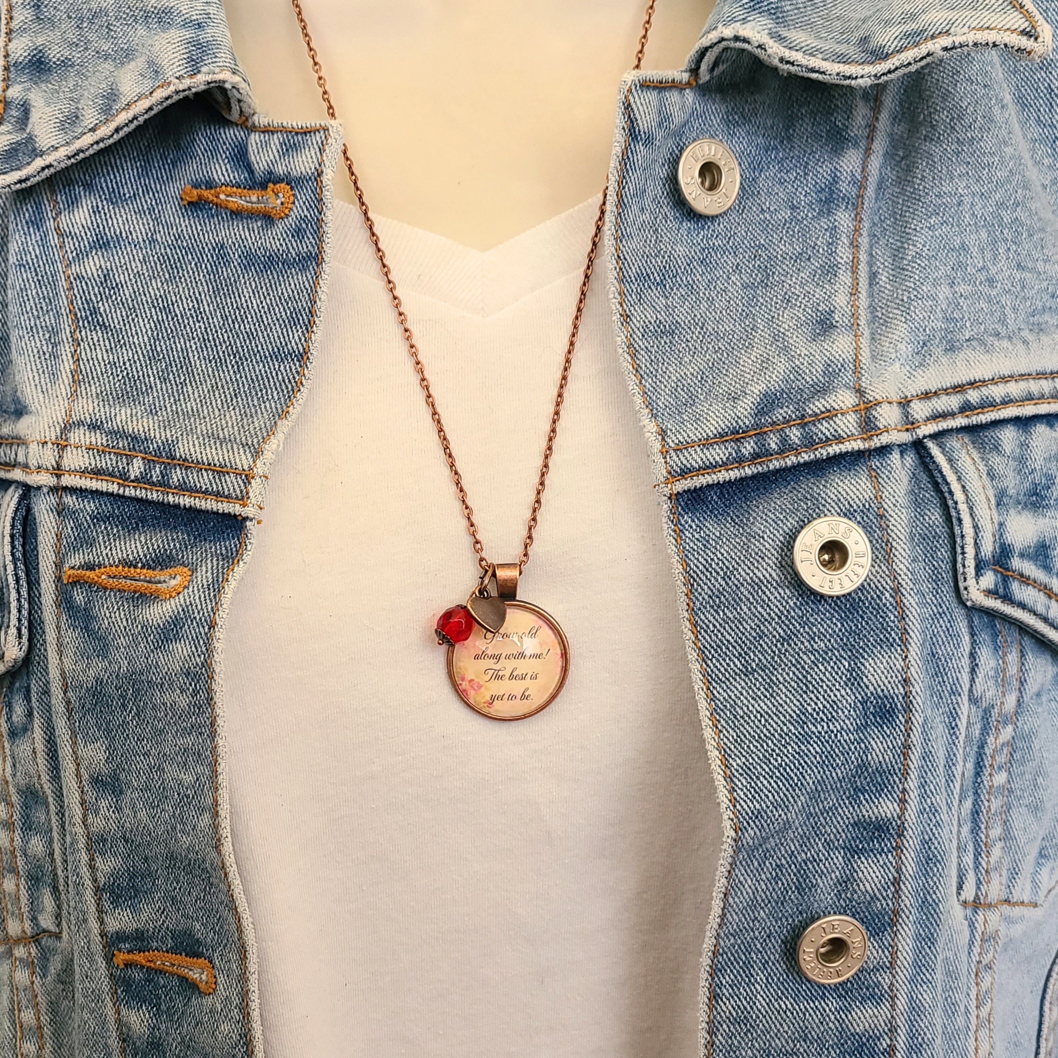 Grow Old Along With Me Necklace or Keychain | Robert Browning Poem Quote | Wedding Gift, Anniversary Gift, Romantic Gift for Her | Personalized