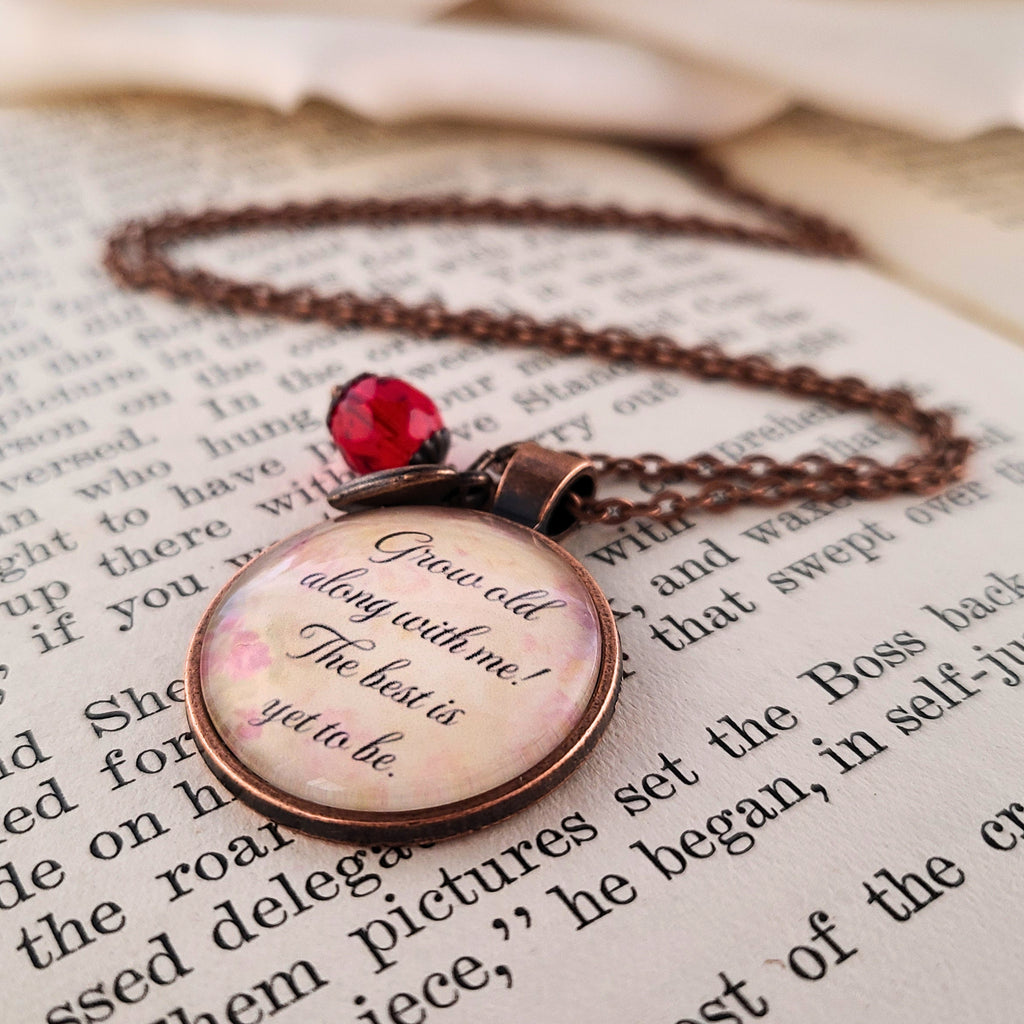 Grow Old Along With Me Necklace or Keychain | Robert Browning Poem Quote | Wedding Gift, Anniversary Gift, Romantic Gift for Her | Personalized