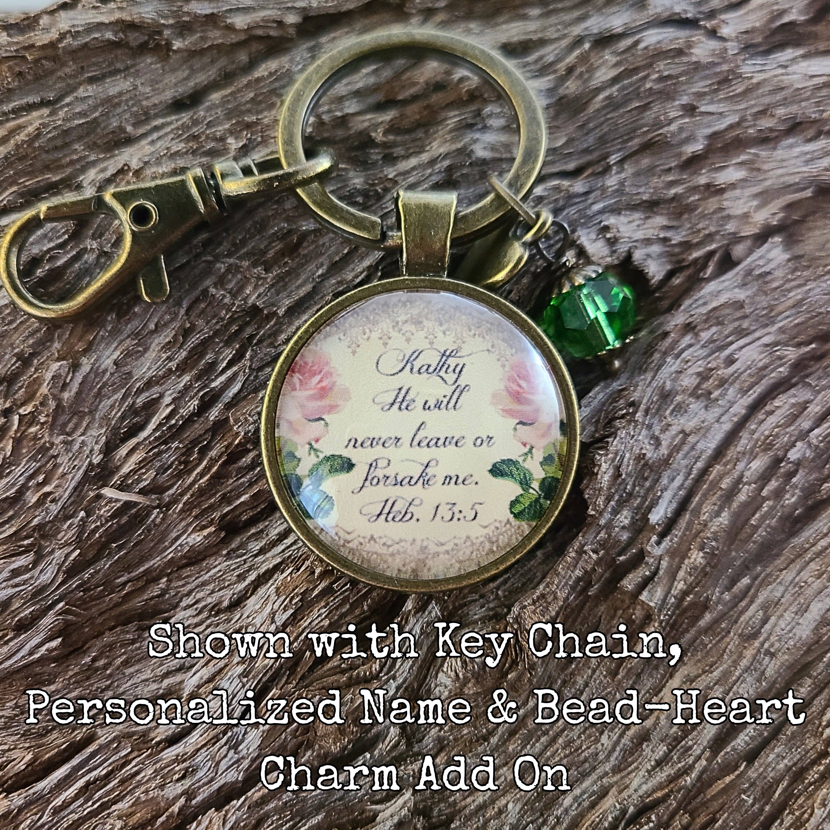He Will Never Leave Nor Forsake Me Necklace or Keychain | Bible Verse | Christian Encouragement Gift, Baptism Gift, Scripture Gift for Her | Personalized
