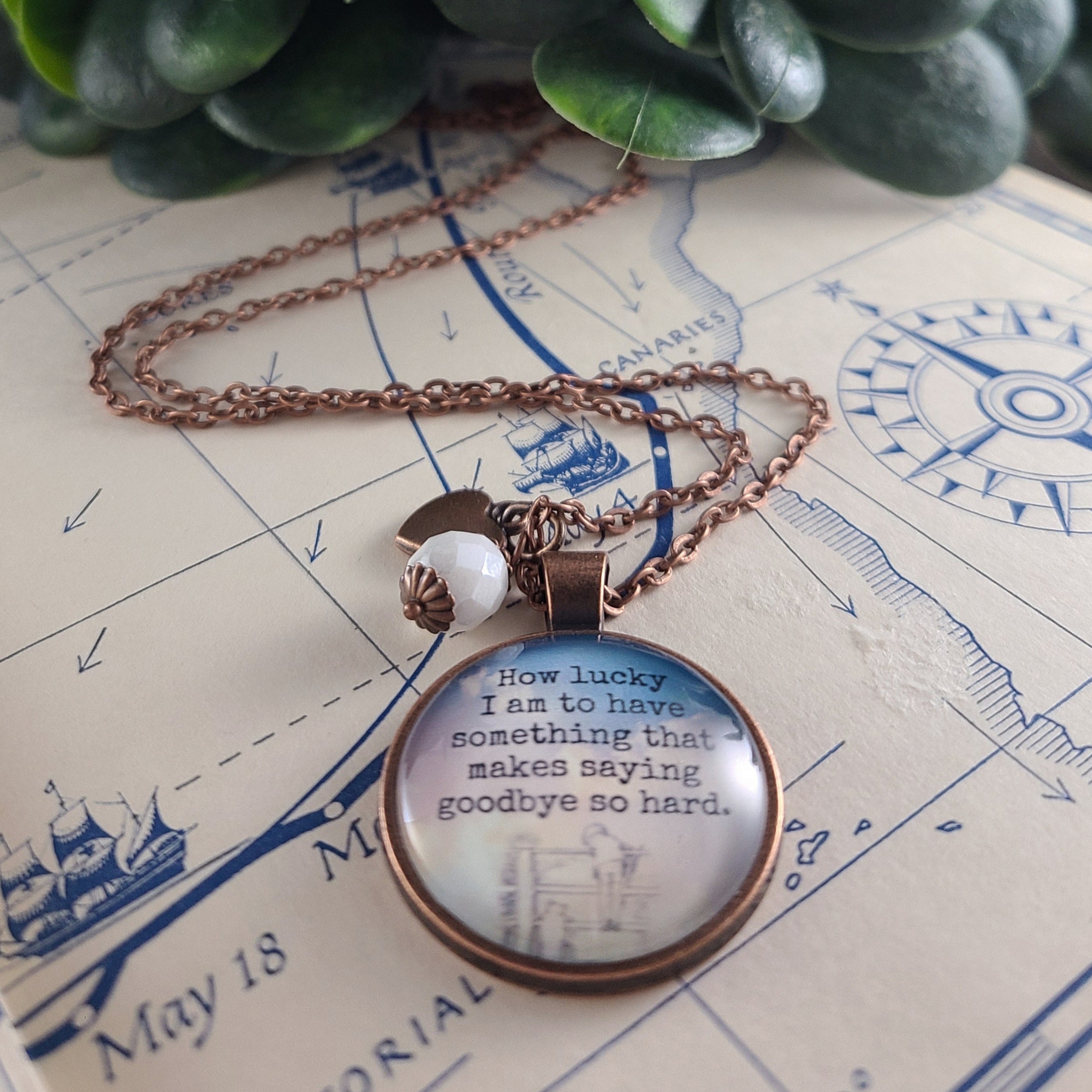 Winnie the Pooh "How Lucky I Am" Goodbye Quote Necklace | Goodbye Gift, Retirement Gift, Moving Away Gift | Personalized | Keychain