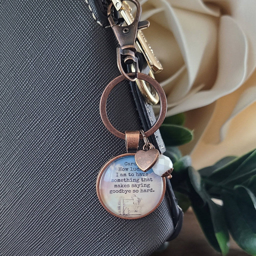 Winnie the Pooh "How Lucky I Am" Goodbye Quote Necklace | Goodbye Gift, Retirement Gift, Moving Away Gift | Personalized | Keychain