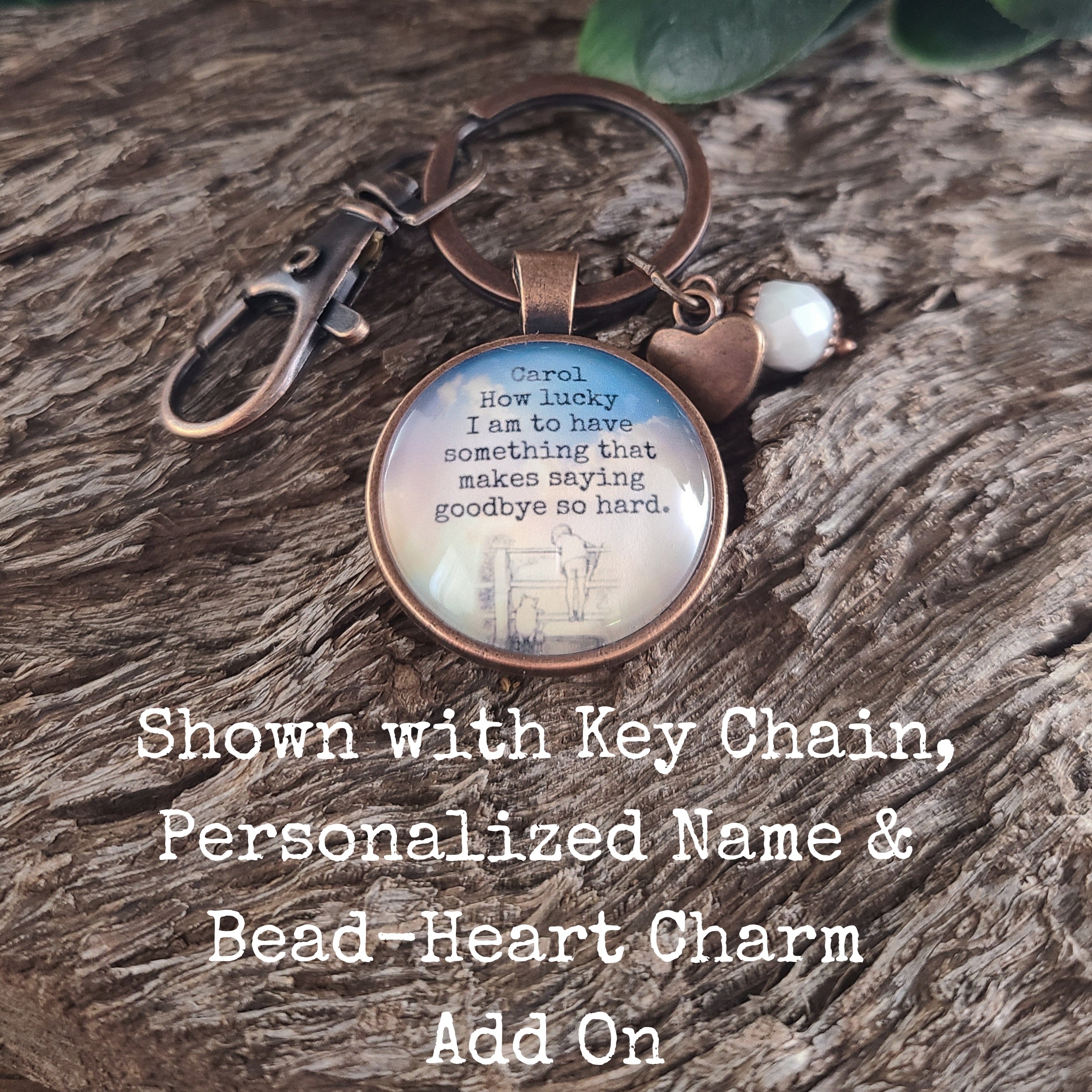 Winnie the Pooh "How Lucky I Am" Goodbye Quote Necklace | Goodbye Gift, Retirement Gift, Moving Away Gift | Personalized | Keychain
