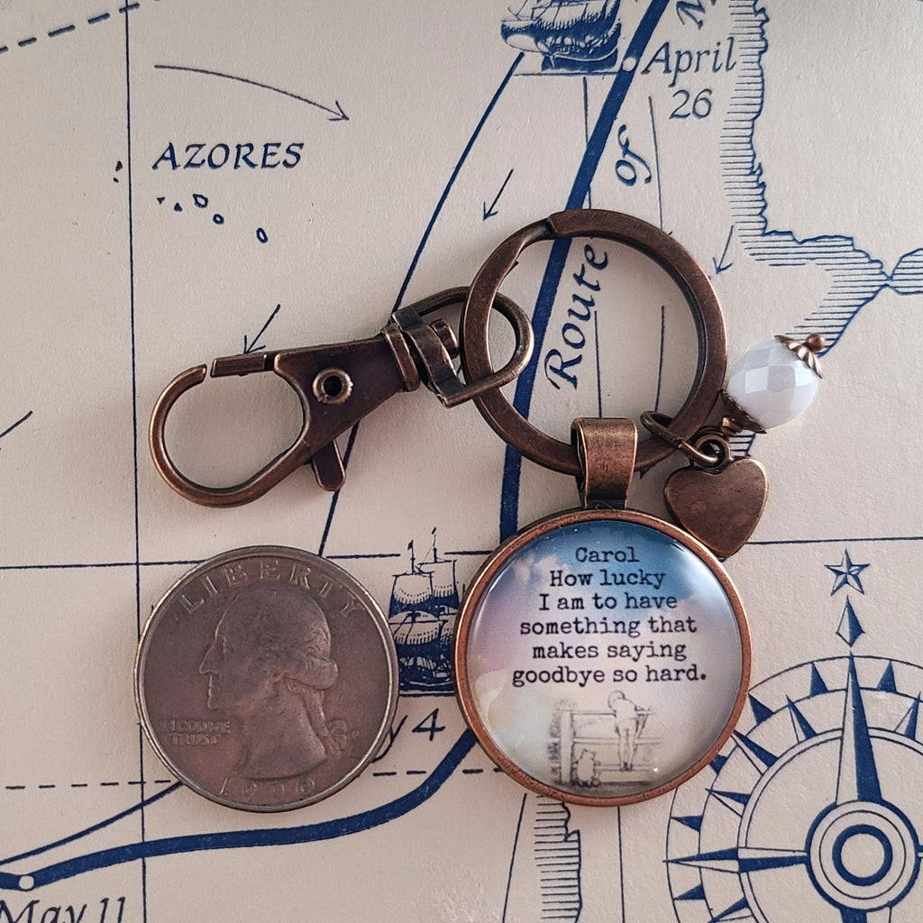 Winnie the Pooh "How Lucky I Am" Goodbye Quote Necklace | Goodbye Gift, Retirement Gift, Moving Away Gift | Personalized | Keychain