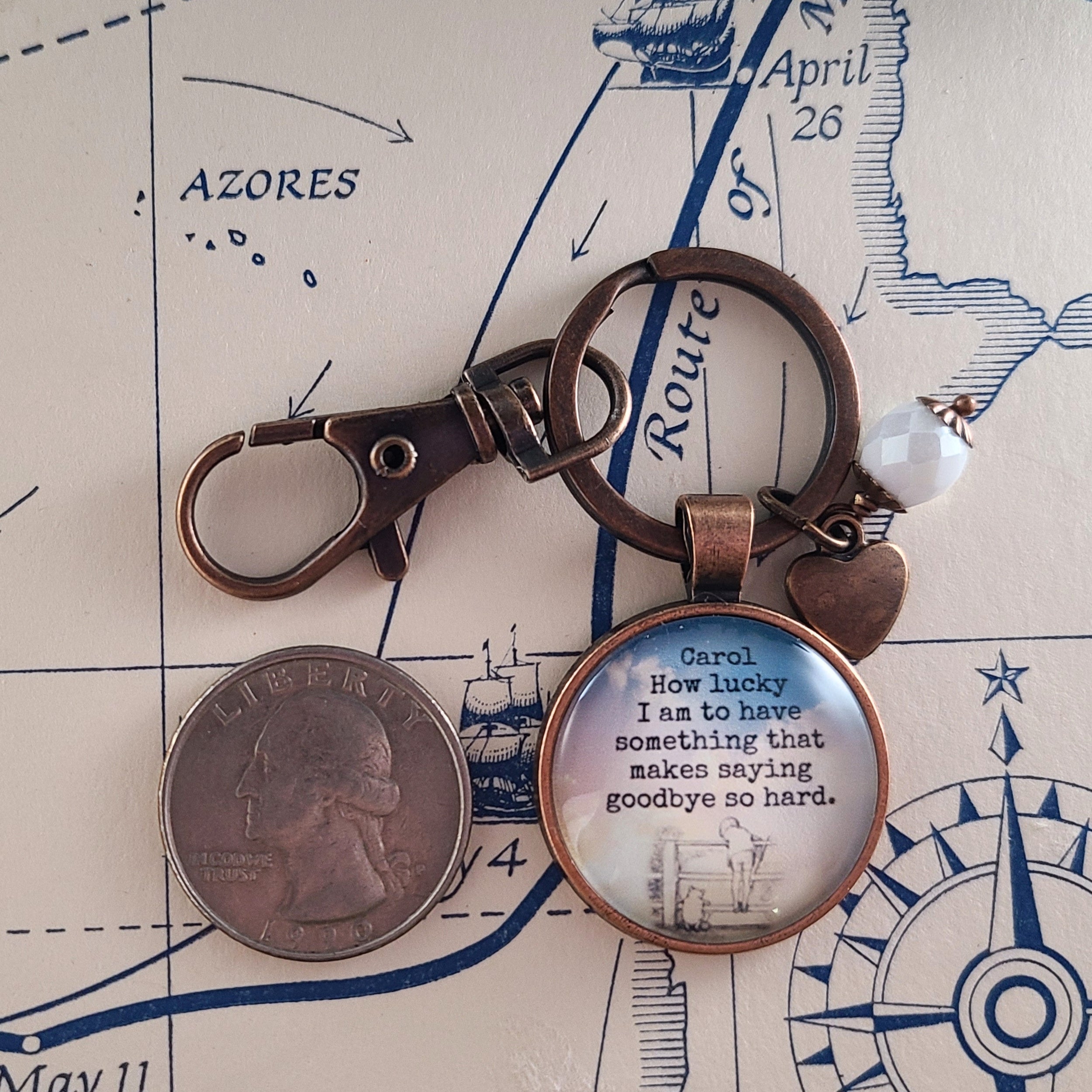 Winnie the Pooh "How Lucky I Am" Goodbye Quote Necklace | Goodbye Gift, Retirement Gift, Moving Away Gift | Personalized | Keychain