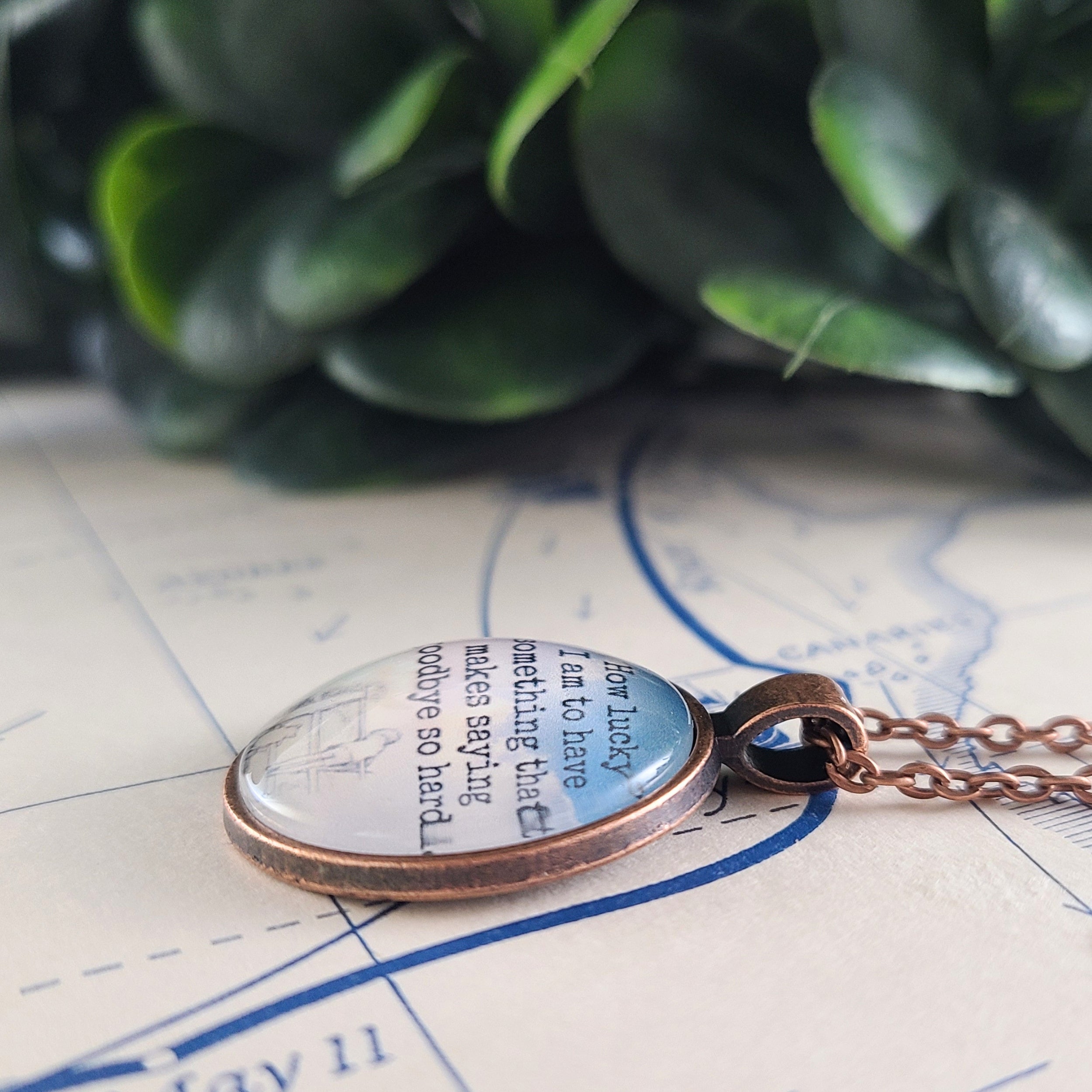 Winnie the Pooh "How Lucky I Am" Goodbye Quote Necklace | Goodbye Gift, Retirement Gift, Moving Away Gift | Personalized | Keychain