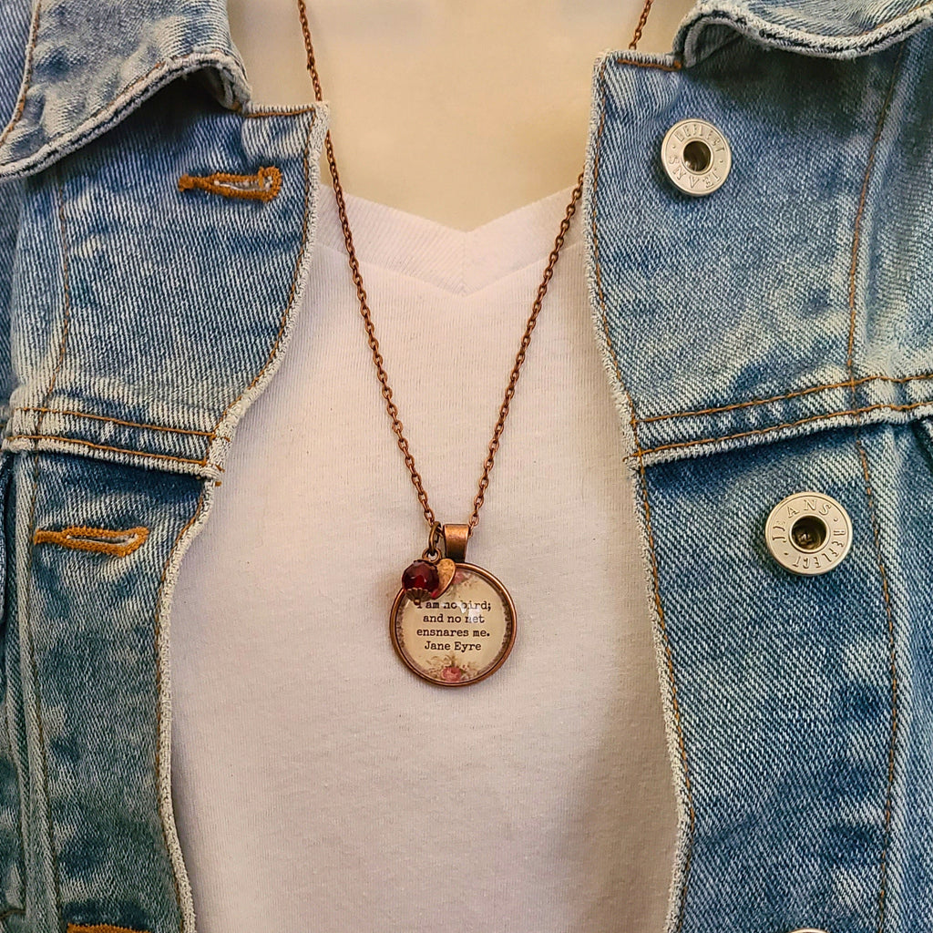 I Am No Bird Necklace or Keychain — Jane Eyre Quote Pendant