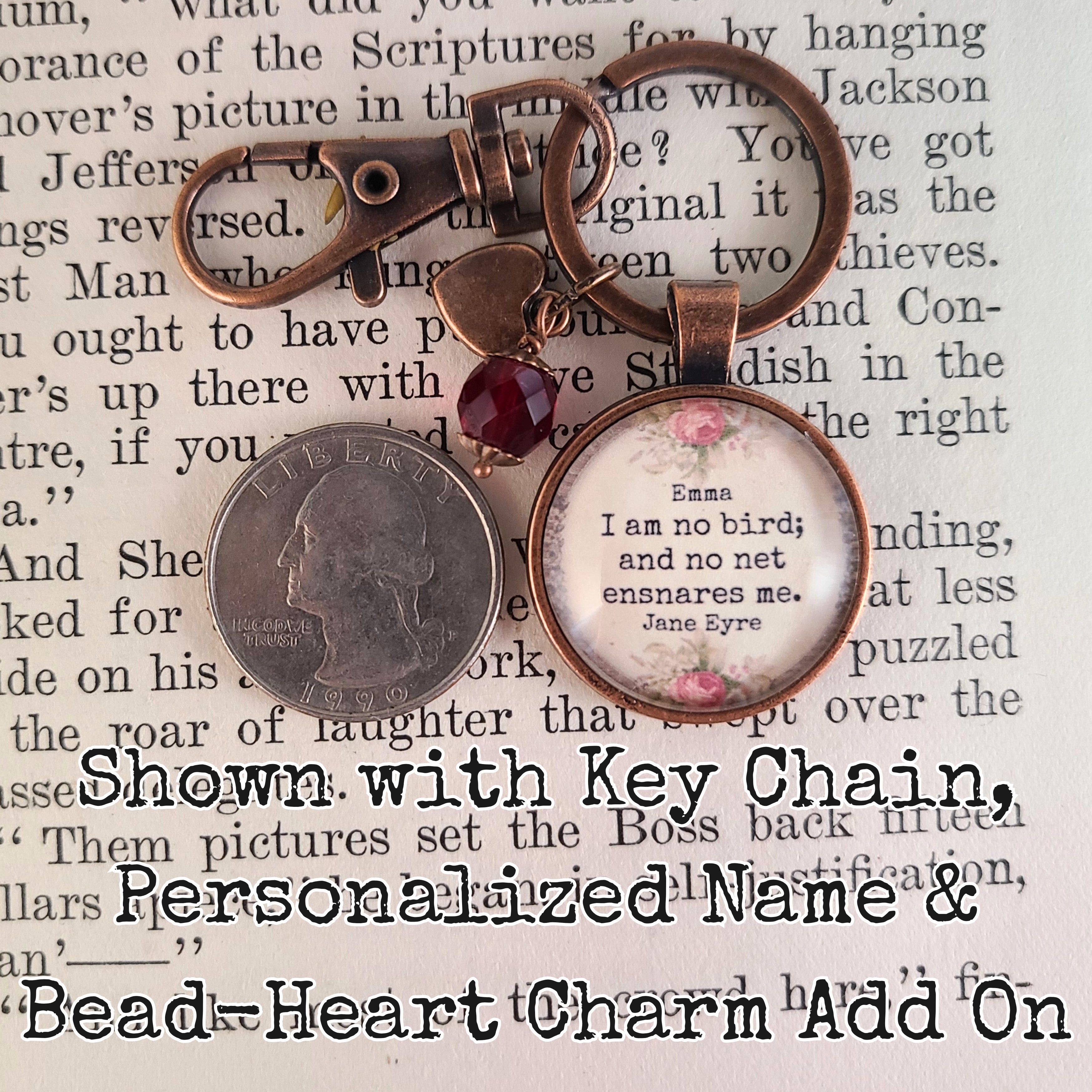 I Am No Bird Necklace or Keychain — Jane Eyre Quote Pendant