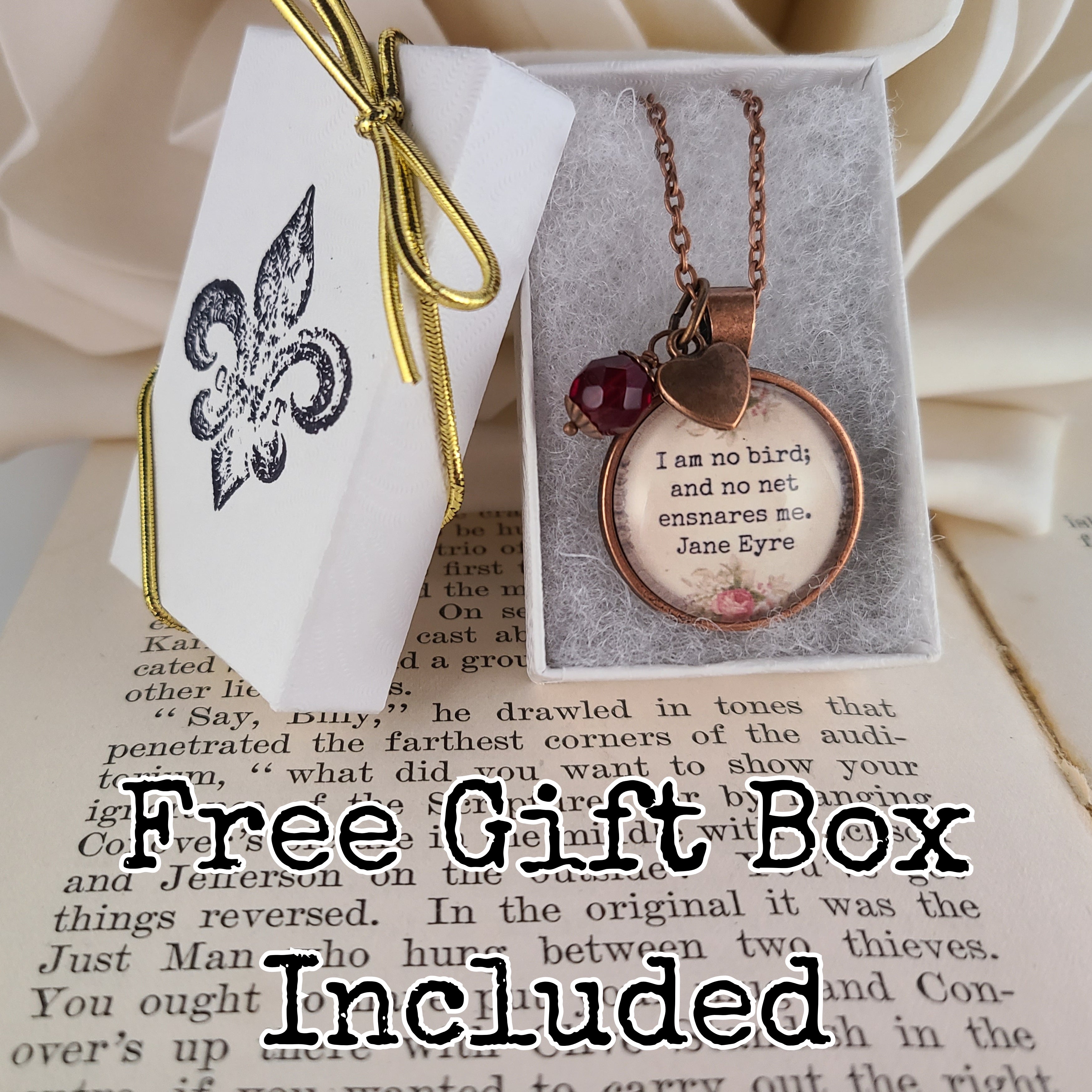 I Am No Bird Necklace or Keychain — Jane Eyre Quote Pendant