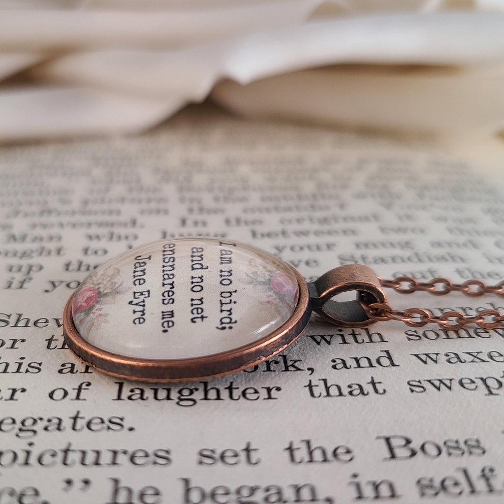 I Am No Bird Necklace or Keychain — Jane Eyre Quote Pendant