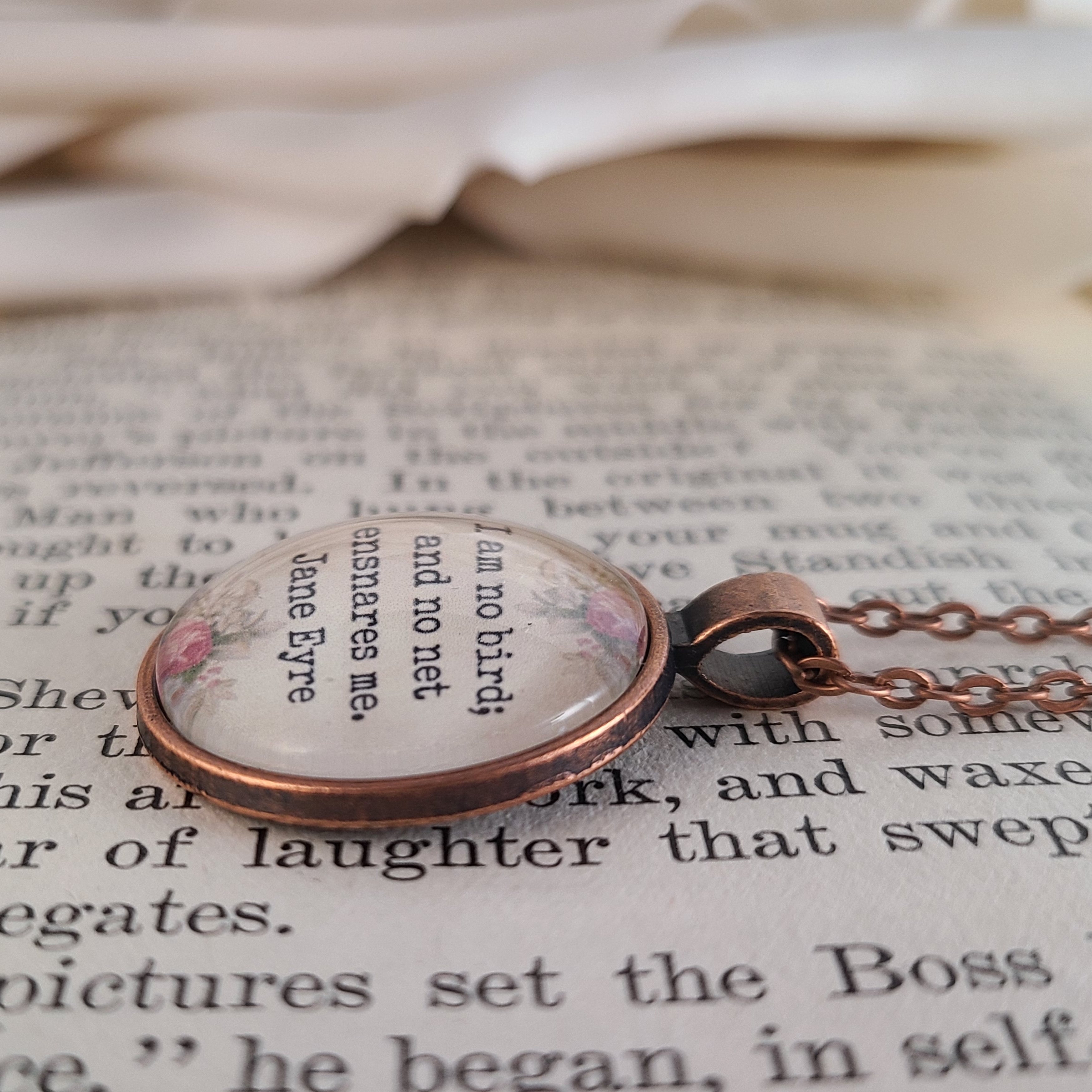 I Am No Bird Necklace or Keychain — Jane Eyre Quote Pendant