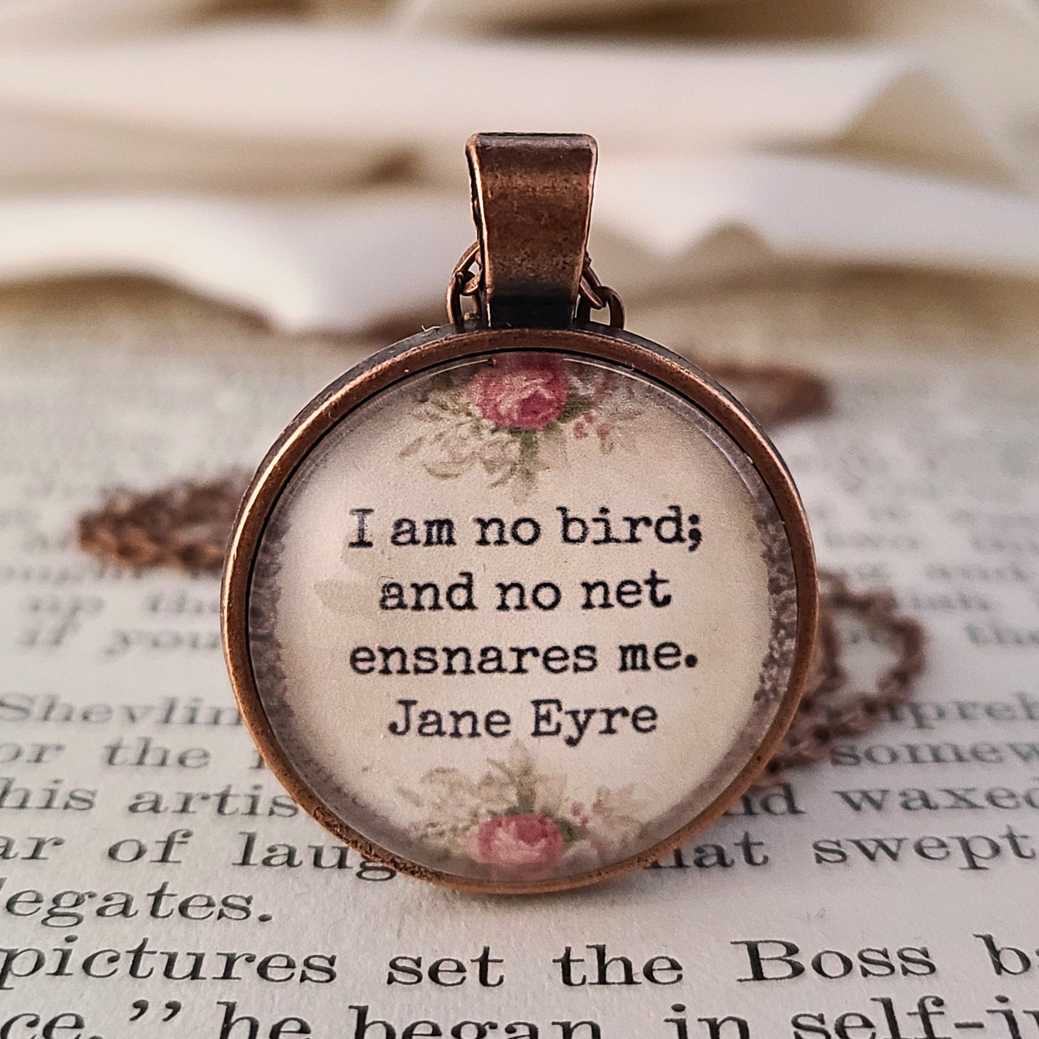 I Am No Bird Necklace or Keychain — Jane Eyre Quote Pendant