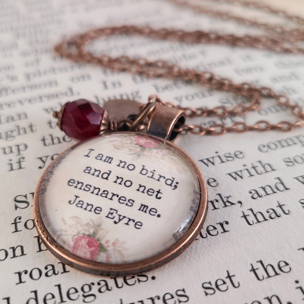 I Am No Bird Necklace or Keychain — Jane Eyre Quote Pendant