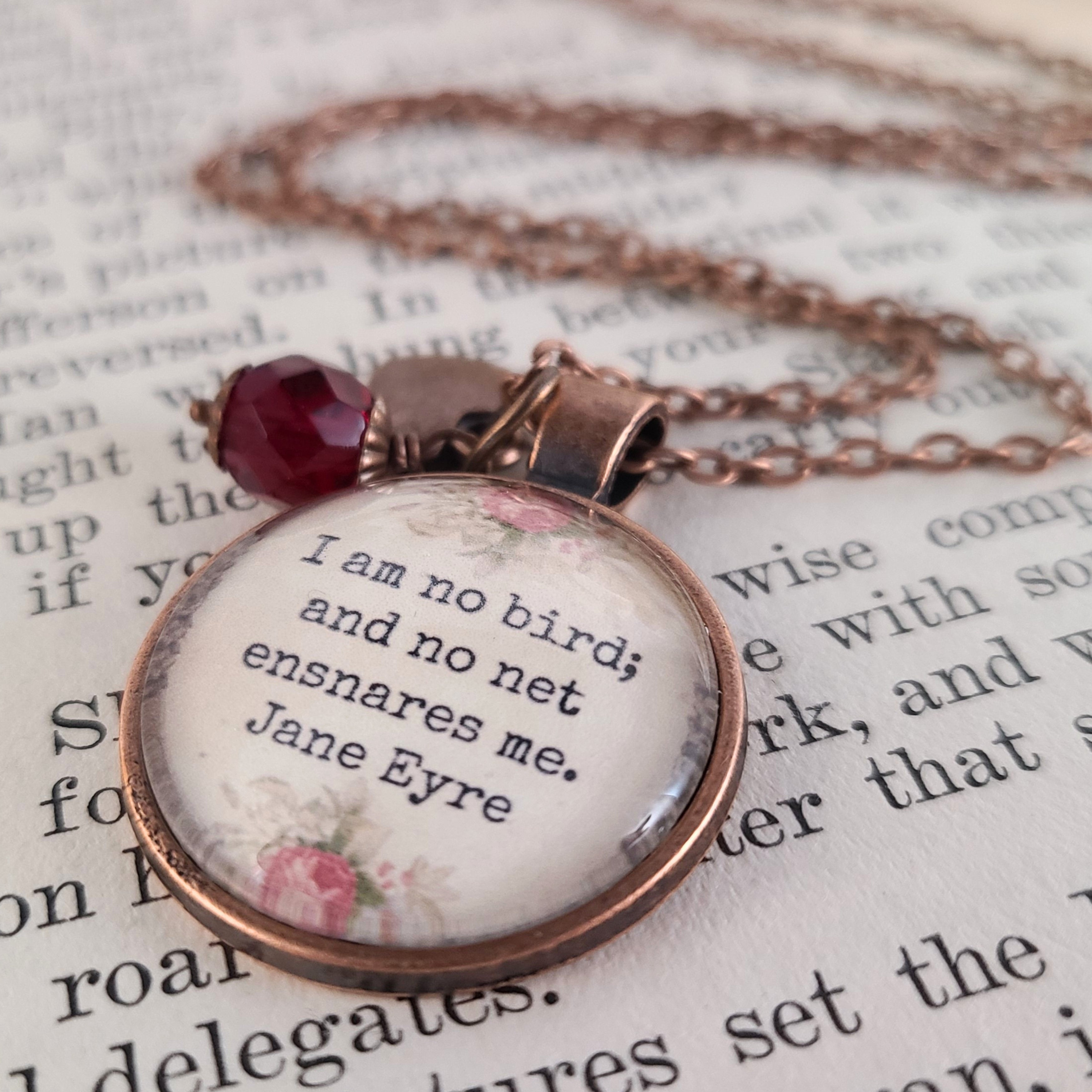 I Am No Bird Necklace or Keychain — Jane Eyre Quote Pendant