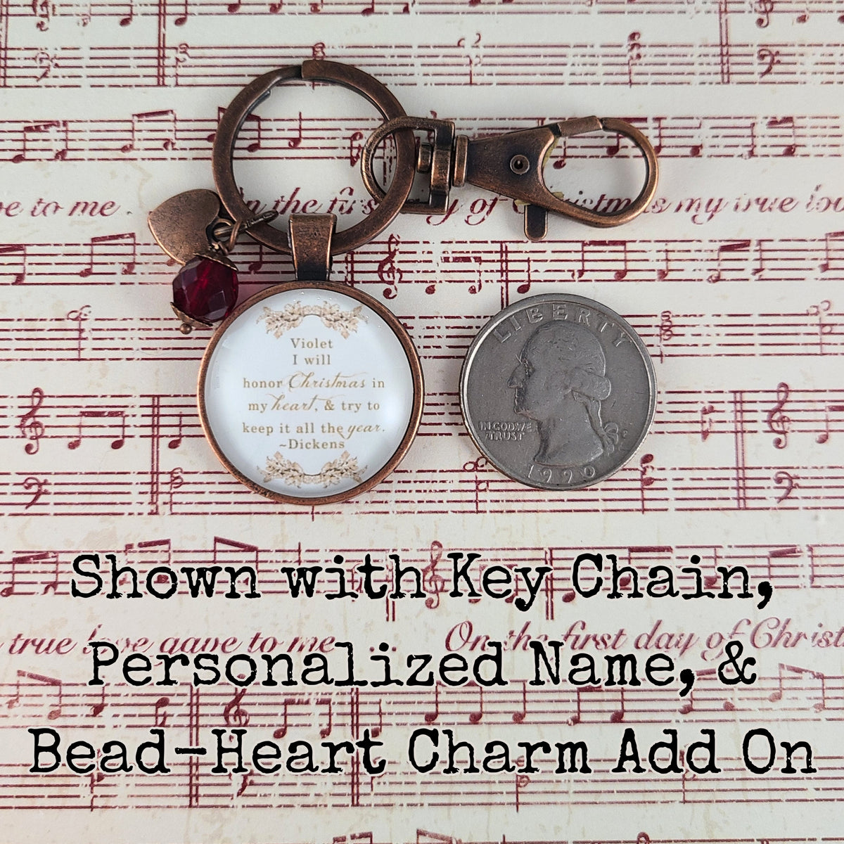 A Christmas Carol Necklace – Dickens Quote Pendant, I Will Honor Christmas