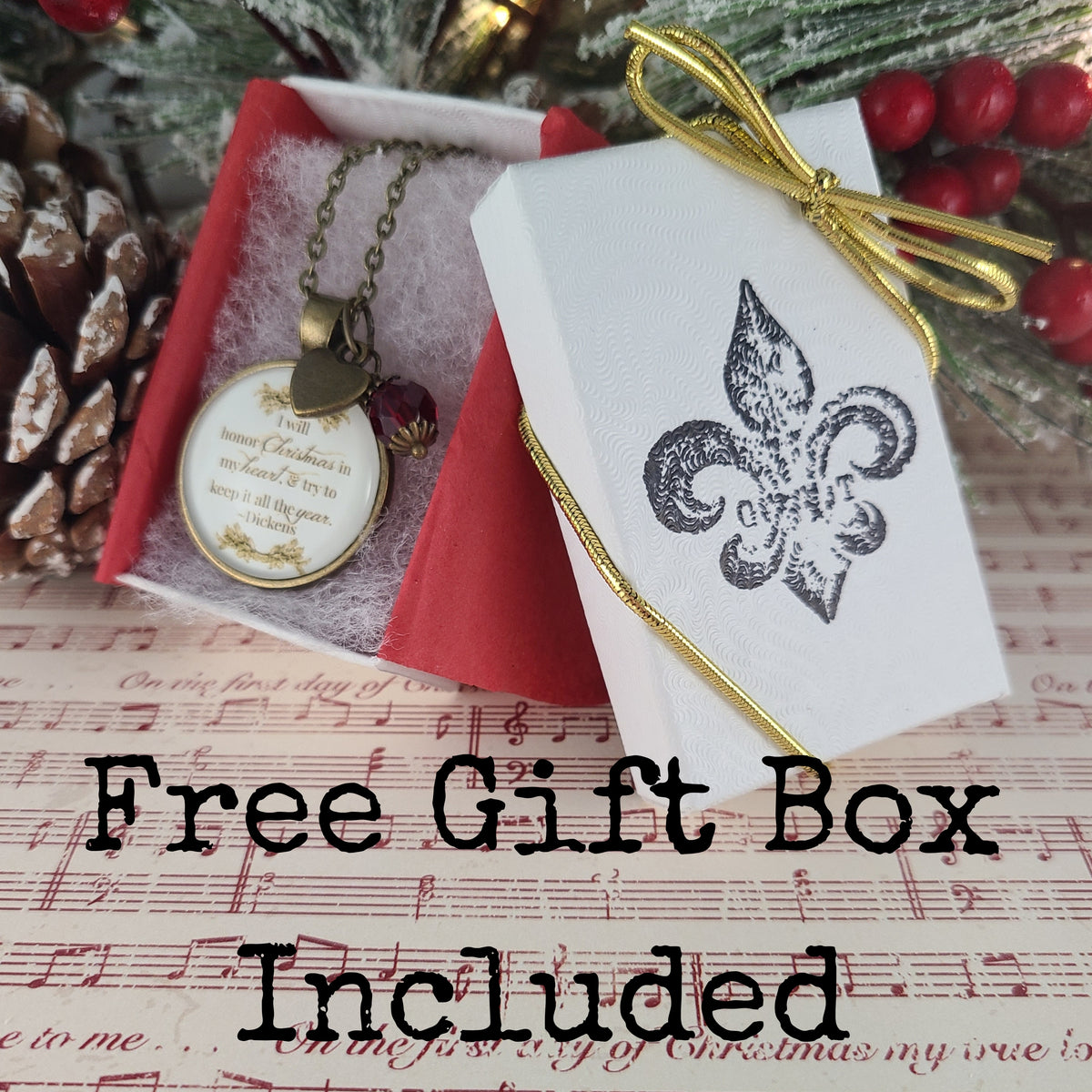 A Christmas Carol Necklace – Dickens Quote Pendant, I Will Honor Christmas