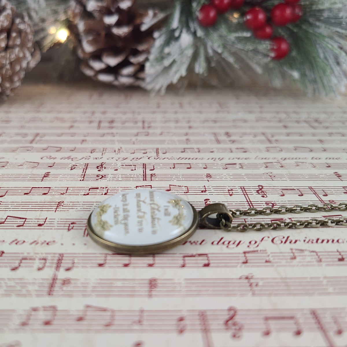 A Christmas Carol Necklace – Dickens Quote Pendant, I Will Honor Christmas