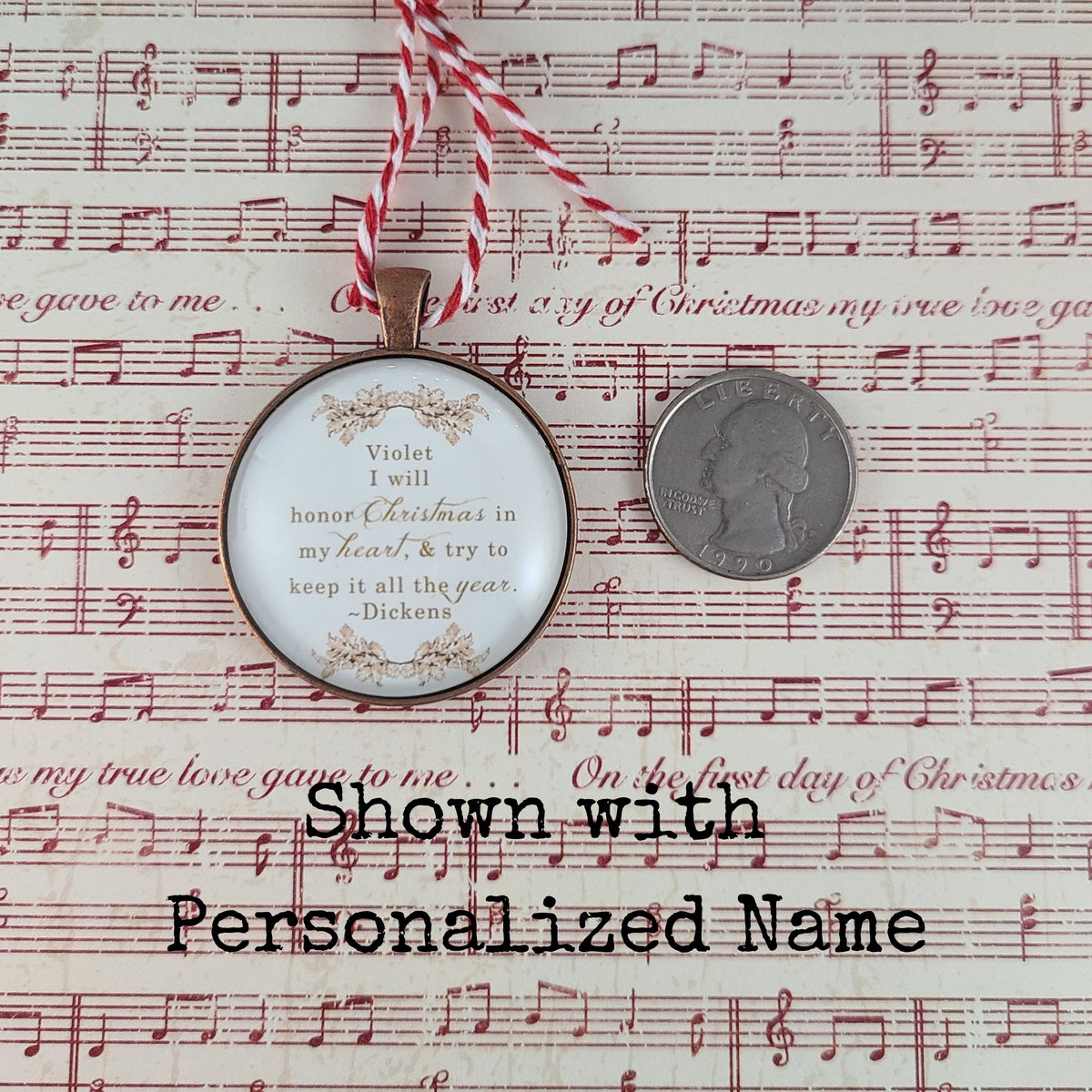 A Christmas Carol Ornament – Dickens Quote, I Will Honor Christmas