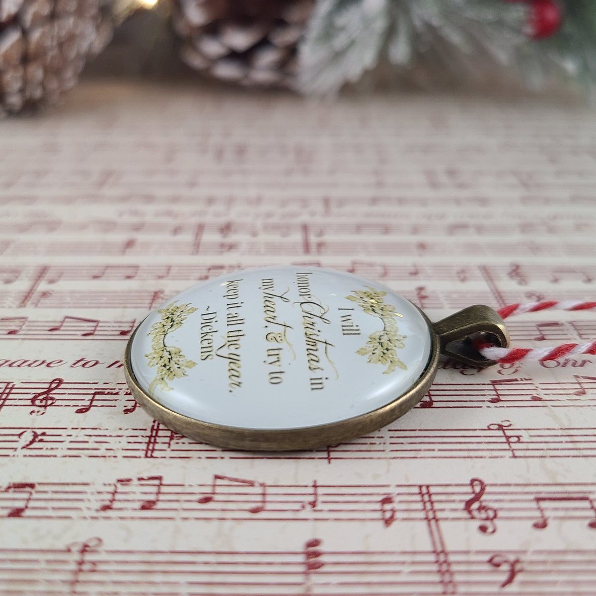 A Christmas Carol Ornament – Dickens Quote, I Will Honor Christmas