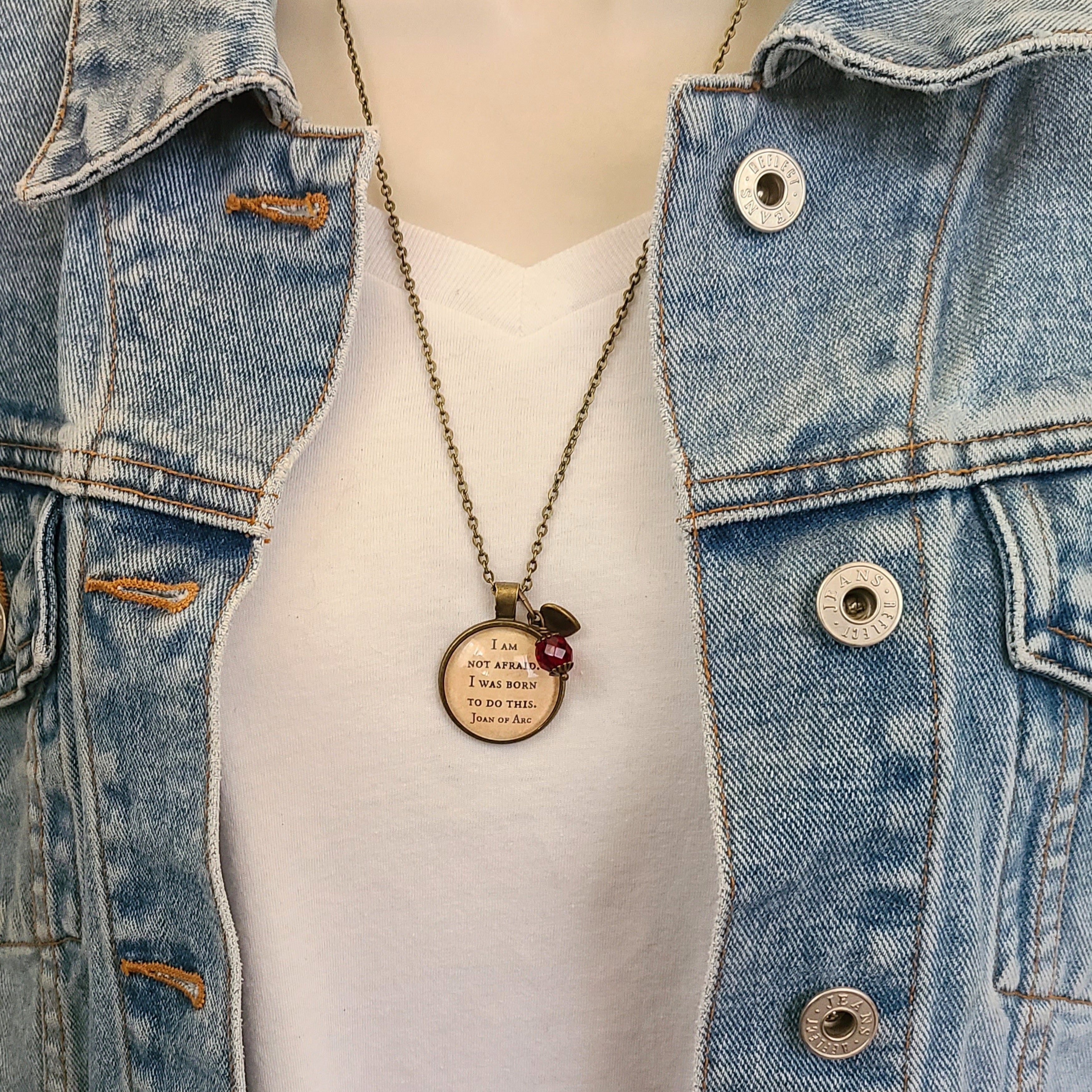 I Am Not Afraid I Was Born to Do This — Joan of Arc Quote Necklace or Keychain Catholic Saint Gift