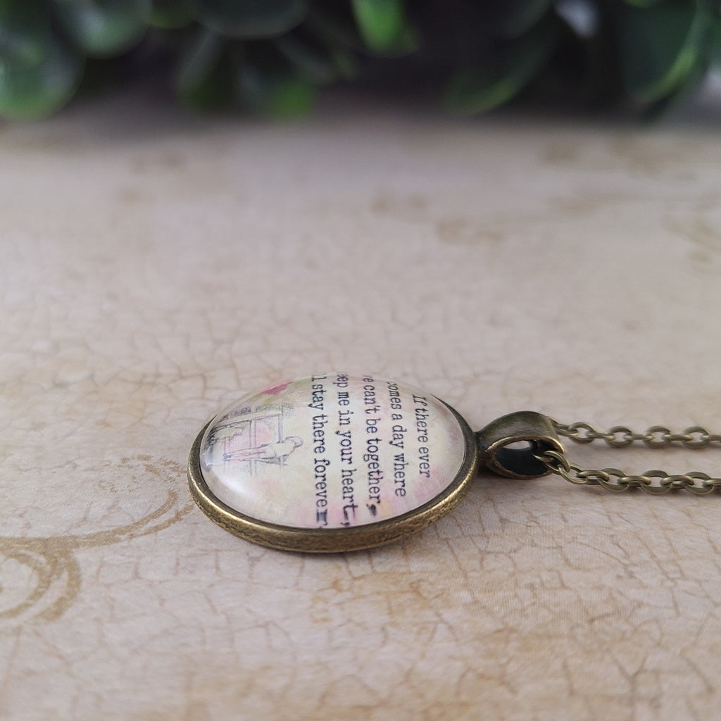 Winnie the Pooh Quote Necklace or Keychain — If There Ever Comes a Day Christopher Robin Friendship Goodbye Gift