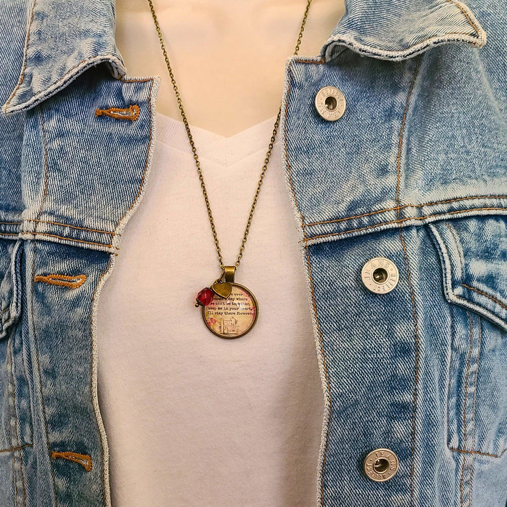 Winnie the Pooh Quote Necklace or Keychain — If There Ever Comes a Day Christopher Robin Friendship Goodbye Gift