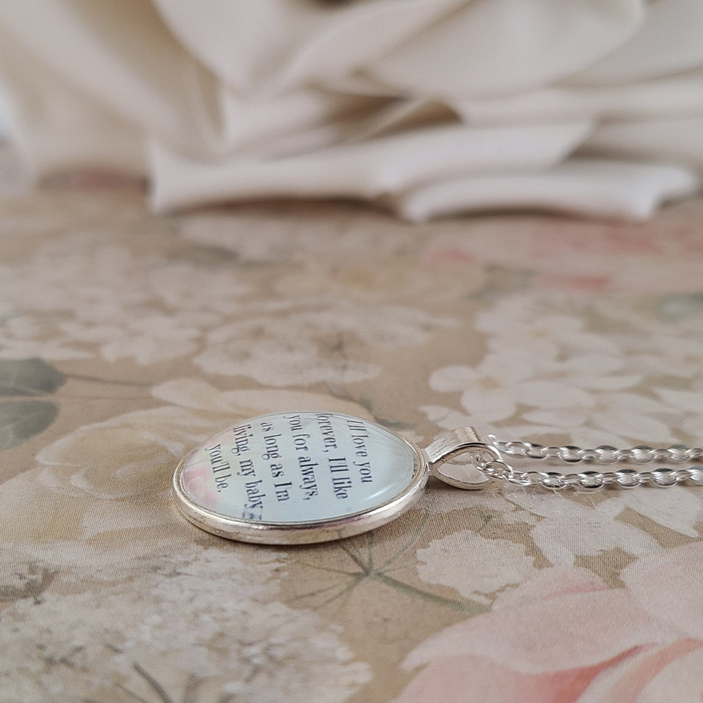 I'll Love You Forever Quote Necklace or Keychain, Gift from Mom for Daughter, My Baby You'll Be, Empty Nest Bride Gift, Personalized Name