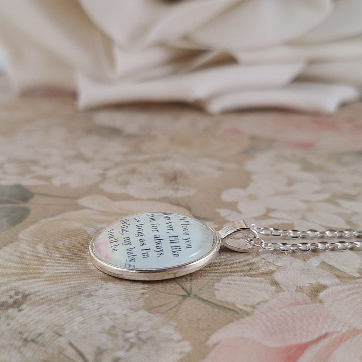 I'll Love You Forever Quote Necklace or Keychain, Gift from Mom for Daughter, My Baby You'll Be, Empty Nest Bride Gift, Personalized Name