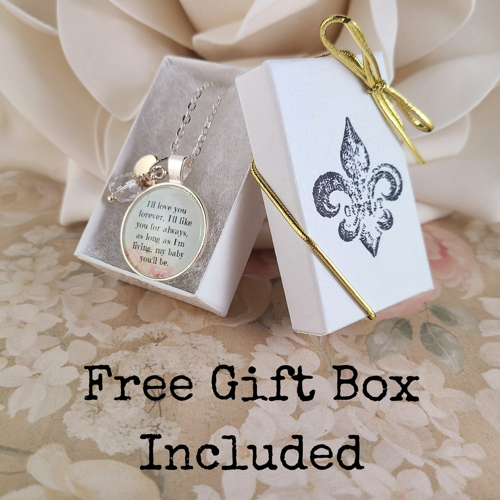 I'll Love You Forever Quote Necklace or Keychain, Gift from Mom for Daughter, My Baby You'll Be, Empty Nest Bride Gift, Personalized Name
