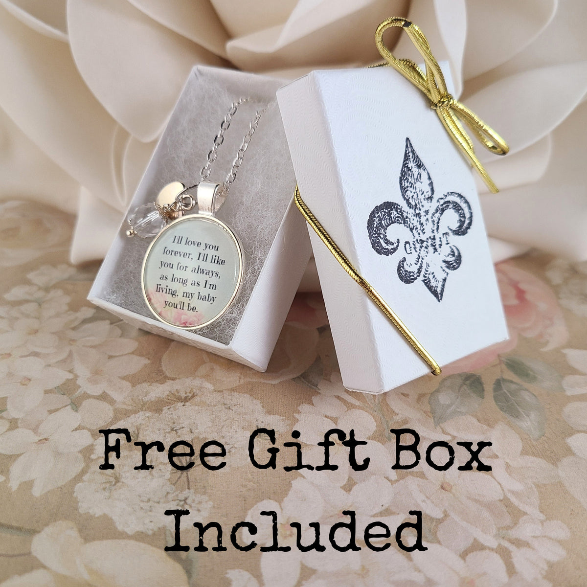 I'll Love You Forever Quote Necklace or Keychain, Gift from Mom for Daughter, My Baby You'll Be, Empty Nest Bride Gift, Personalized Name