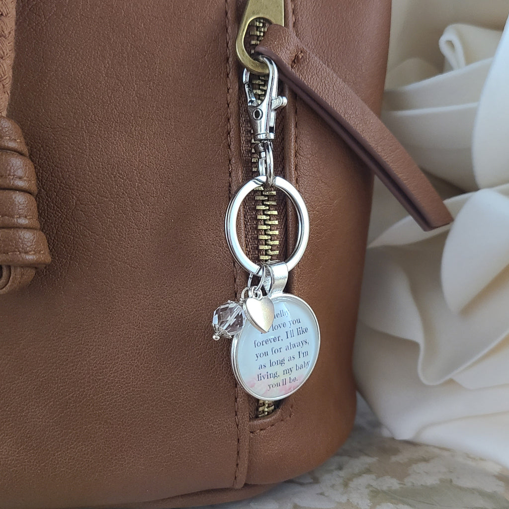 I'll Love You Forever Quote Necklace or Keychain, Gift from Mom for Daughter, My Baby You'll Be, Empty Nest Bride Gift, Personalized Name