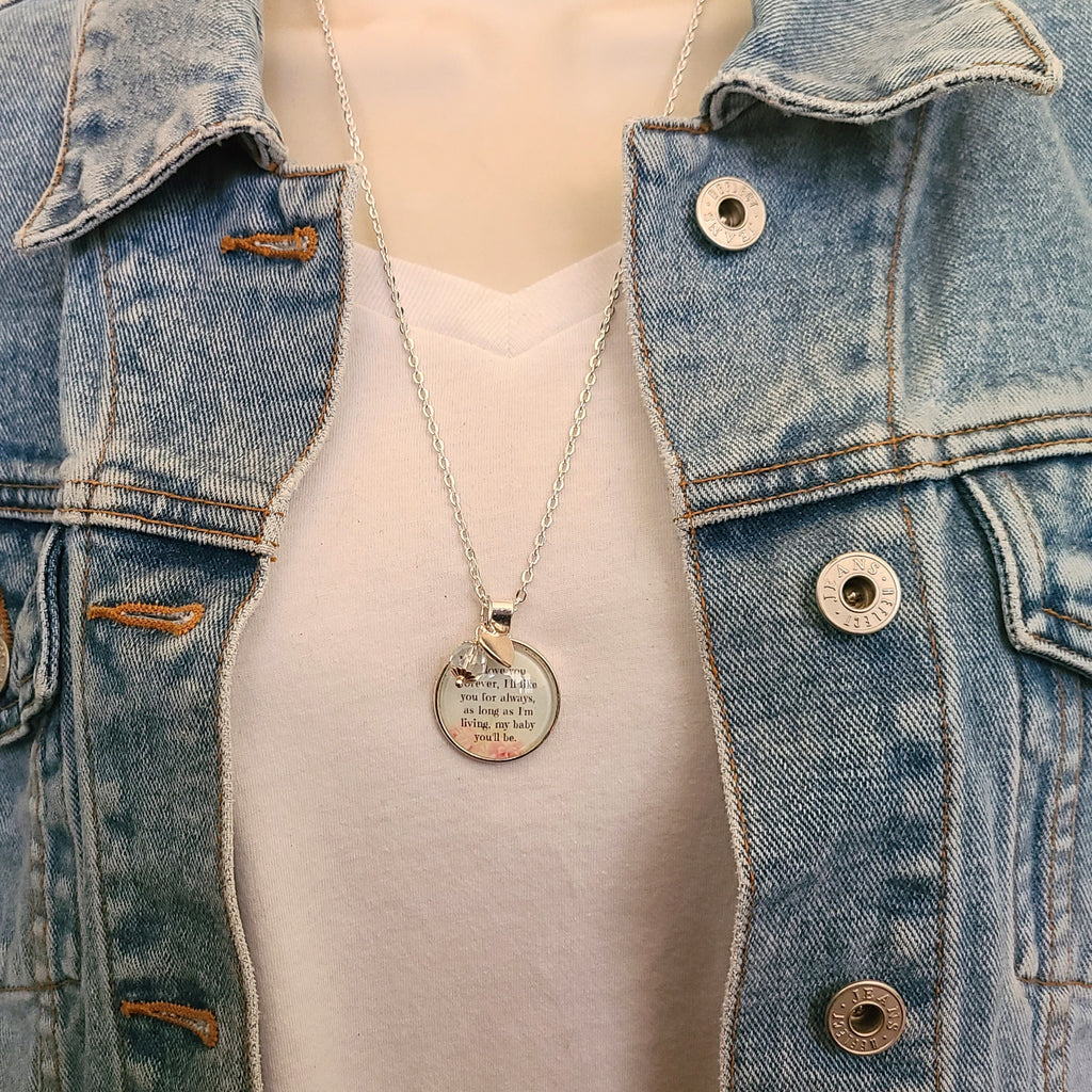 I'll Love You Forever Quote Necklace or Keychain, Gift from Mom for Daughter, My Baby You'll Be, Empty Nest Bride Gift, Personalized Name