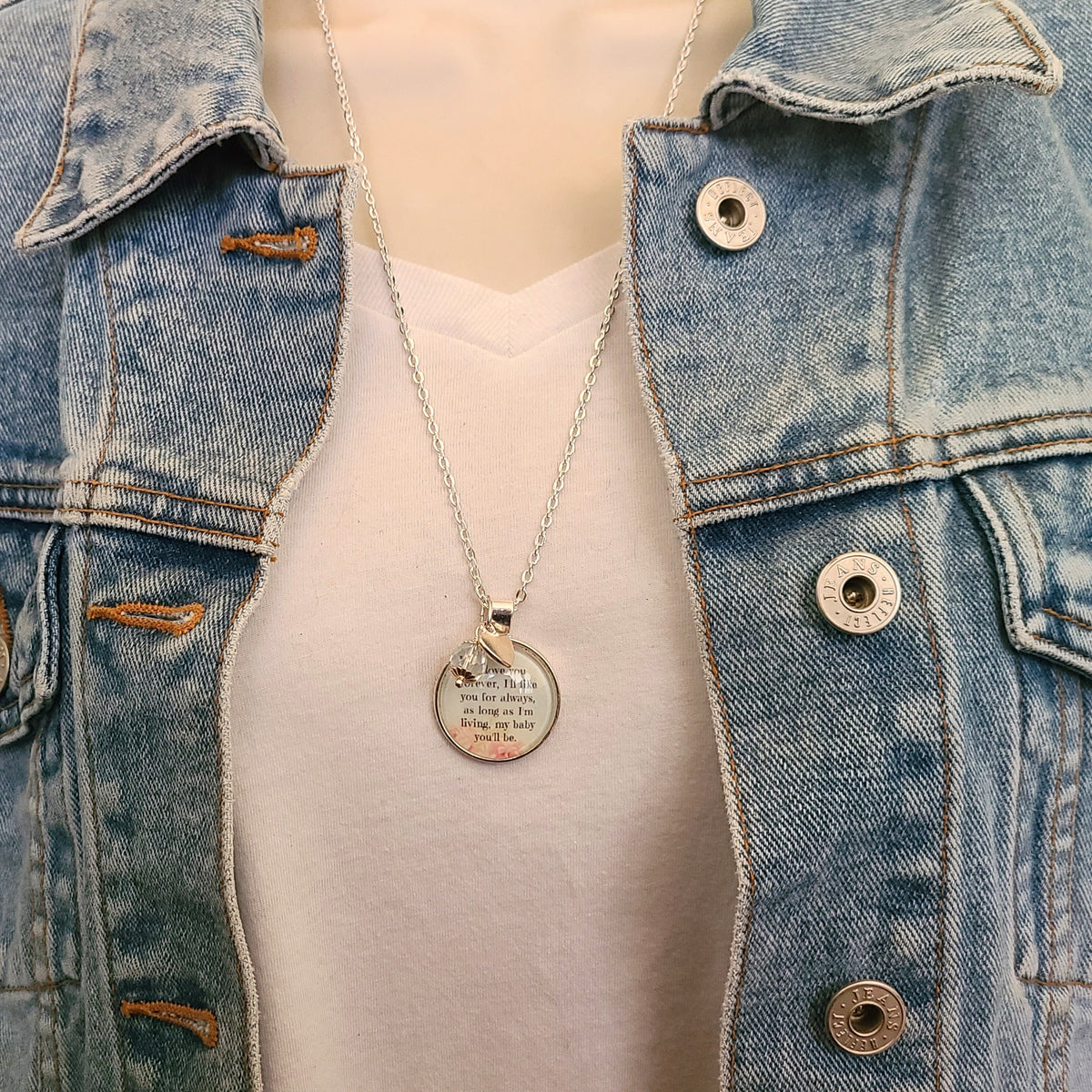I'll Love You Forever Quote Necklace or Keychain, Gift from Mom for Daughter, My Baby You'll Be, Empty Nest Bride Gift, Personalized Name